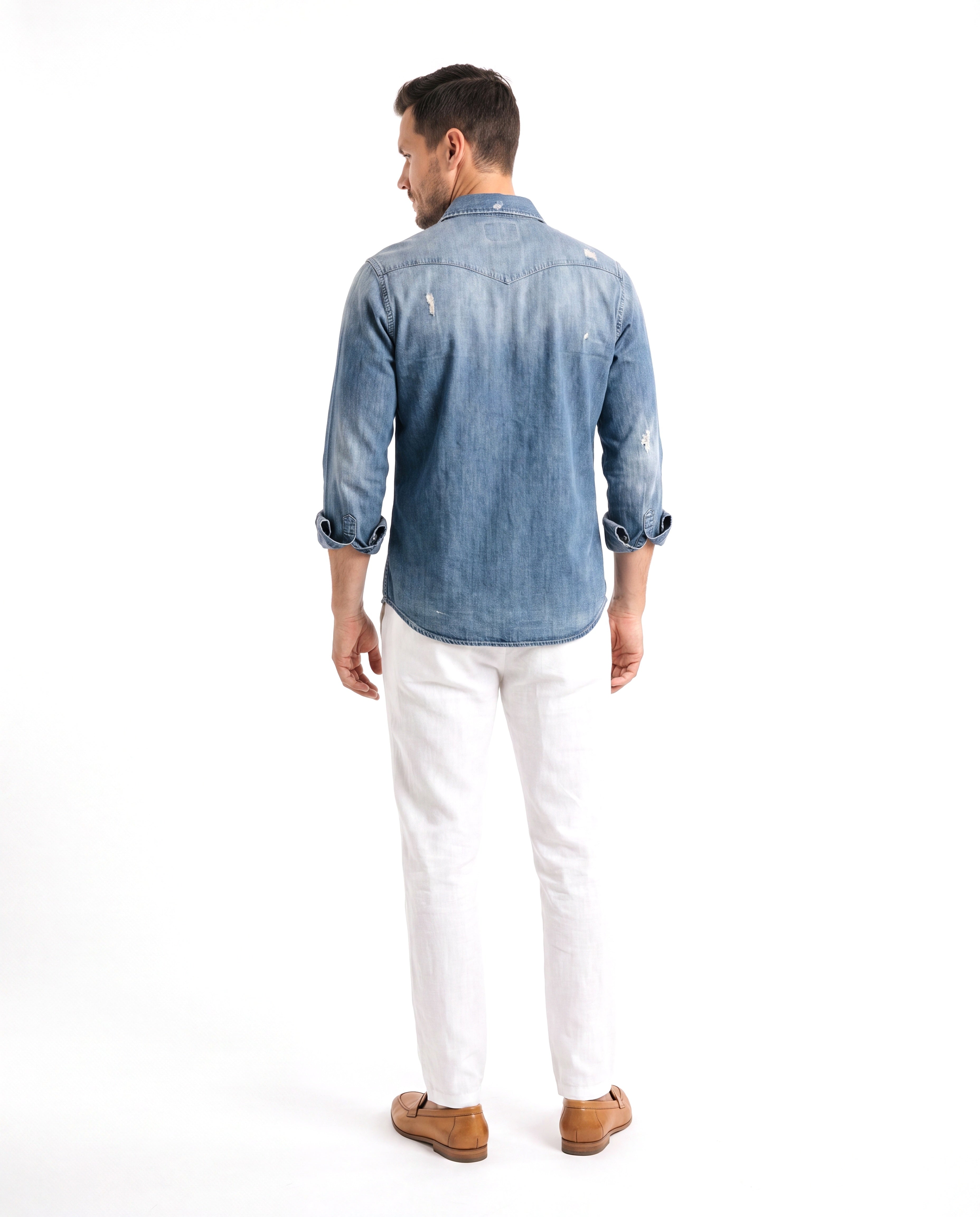 Men's Cotton Denim Shirt with Chest Pockets