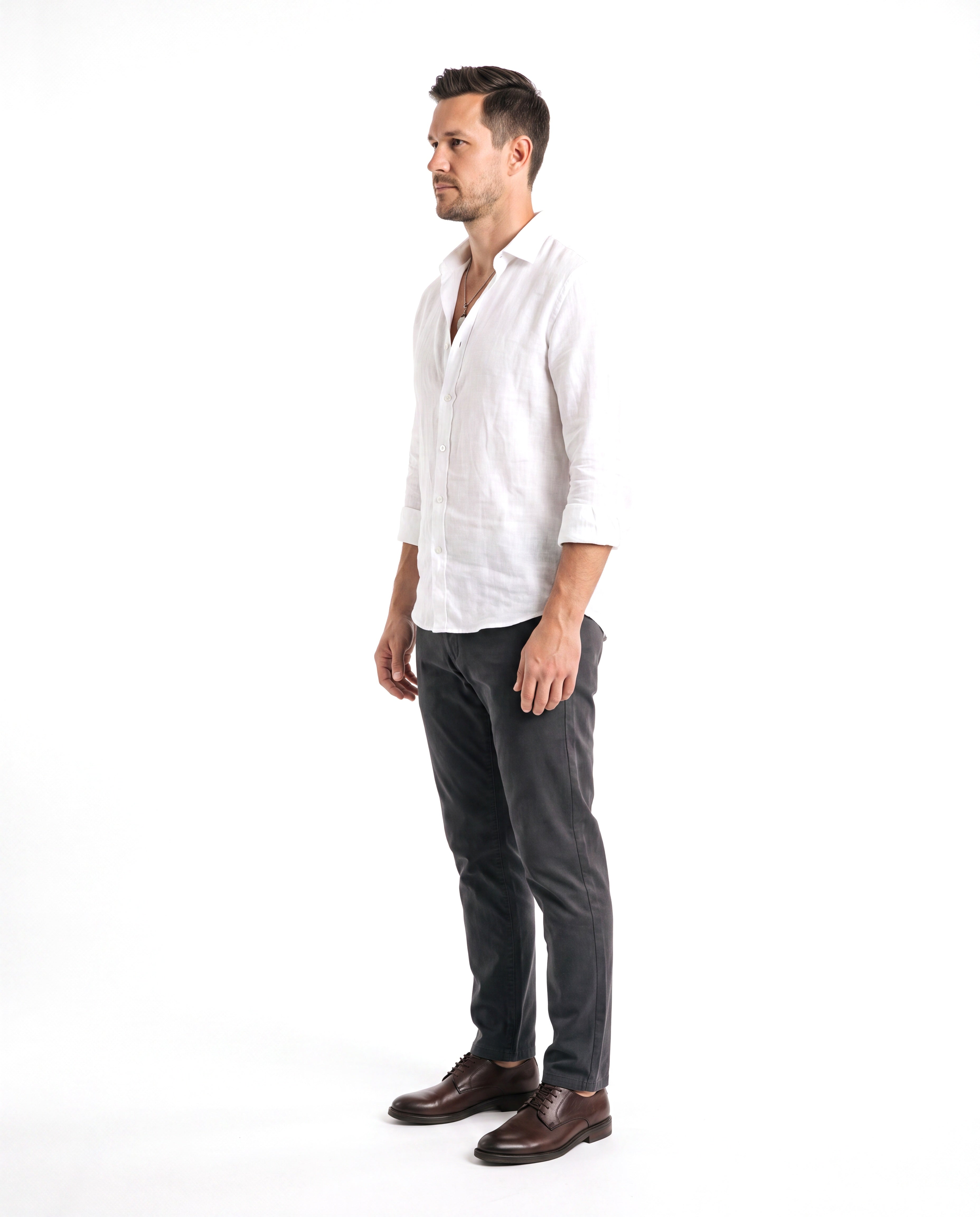 Men's Twill Shirt with Reinforced Collar
