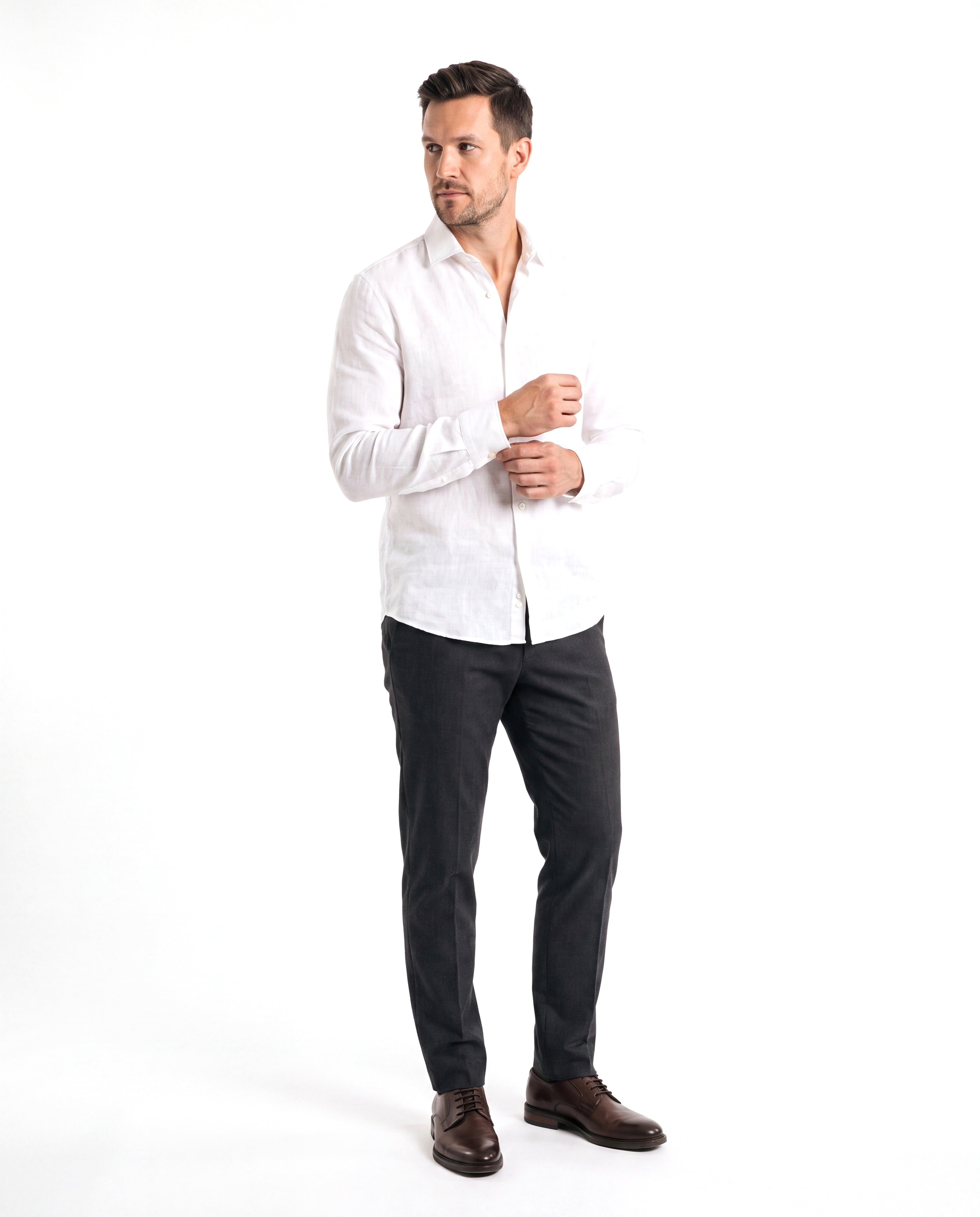 Men's Twill Shirt with Reinforced Collar