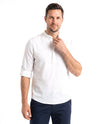 Men's Linen Shirt with Mandarin Collar