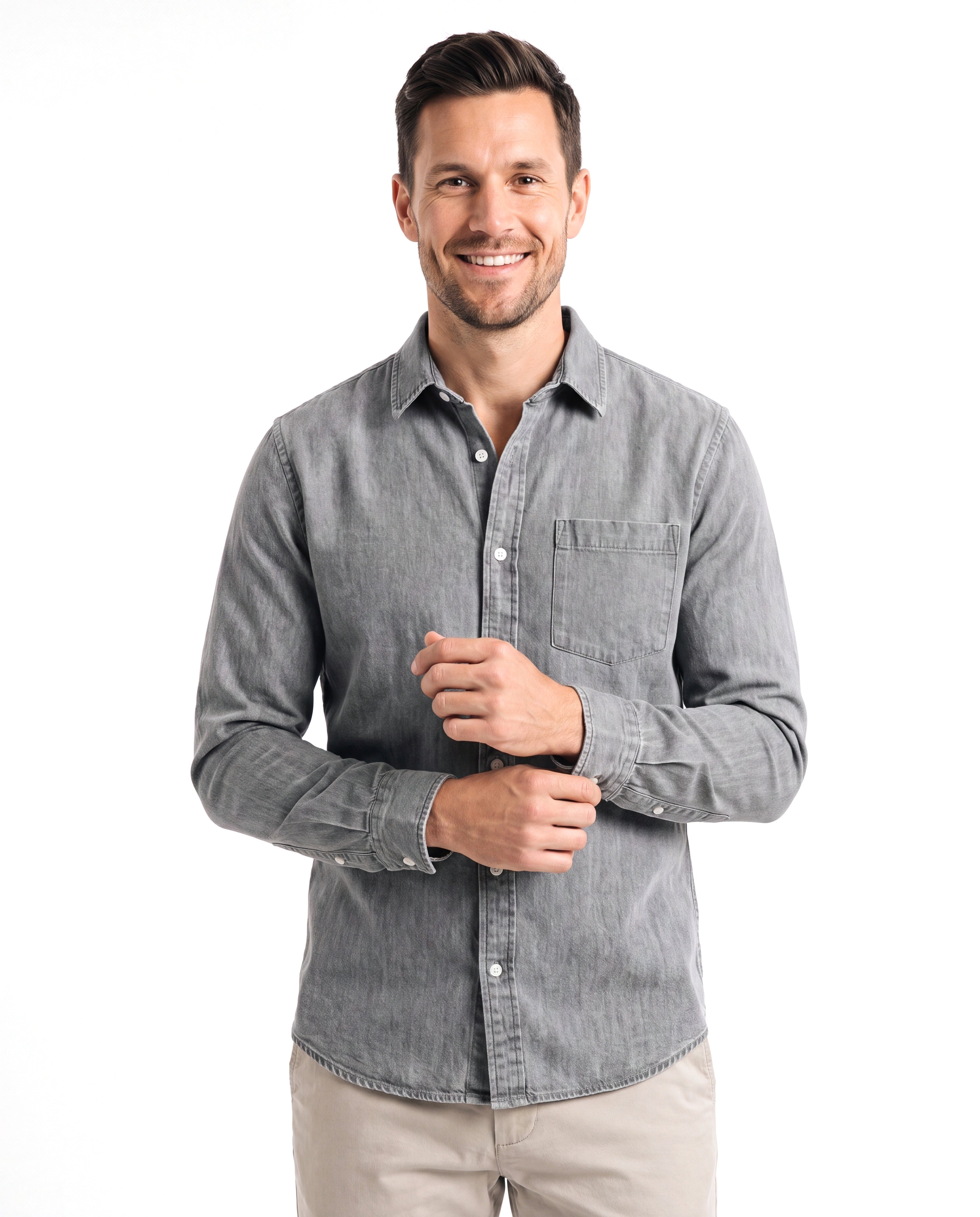 Men's Denim Shirt with Chest Pockets