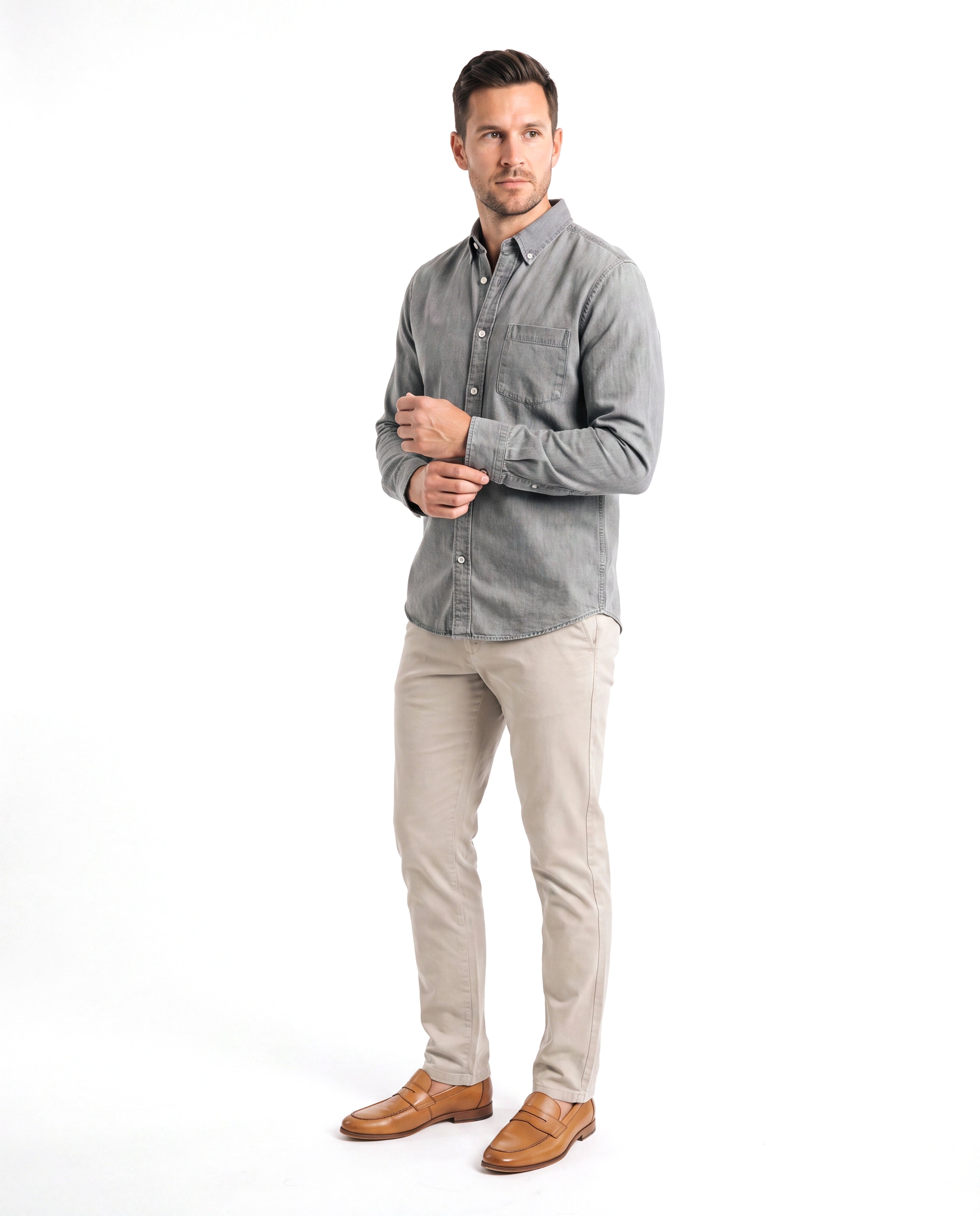 Men's Denim Shirt with Chest Pockets