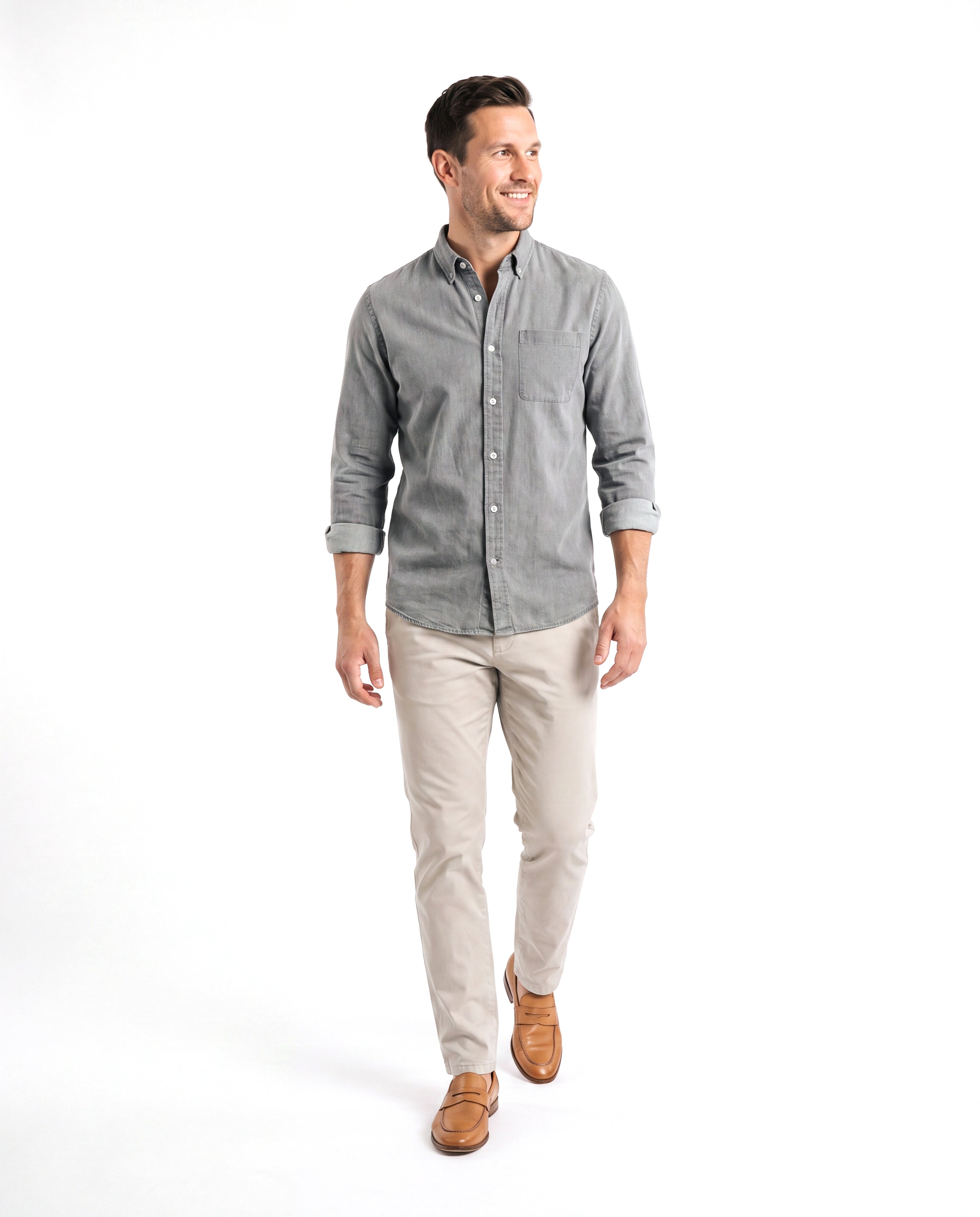 Men's Denim Shirt with Chest Pockets