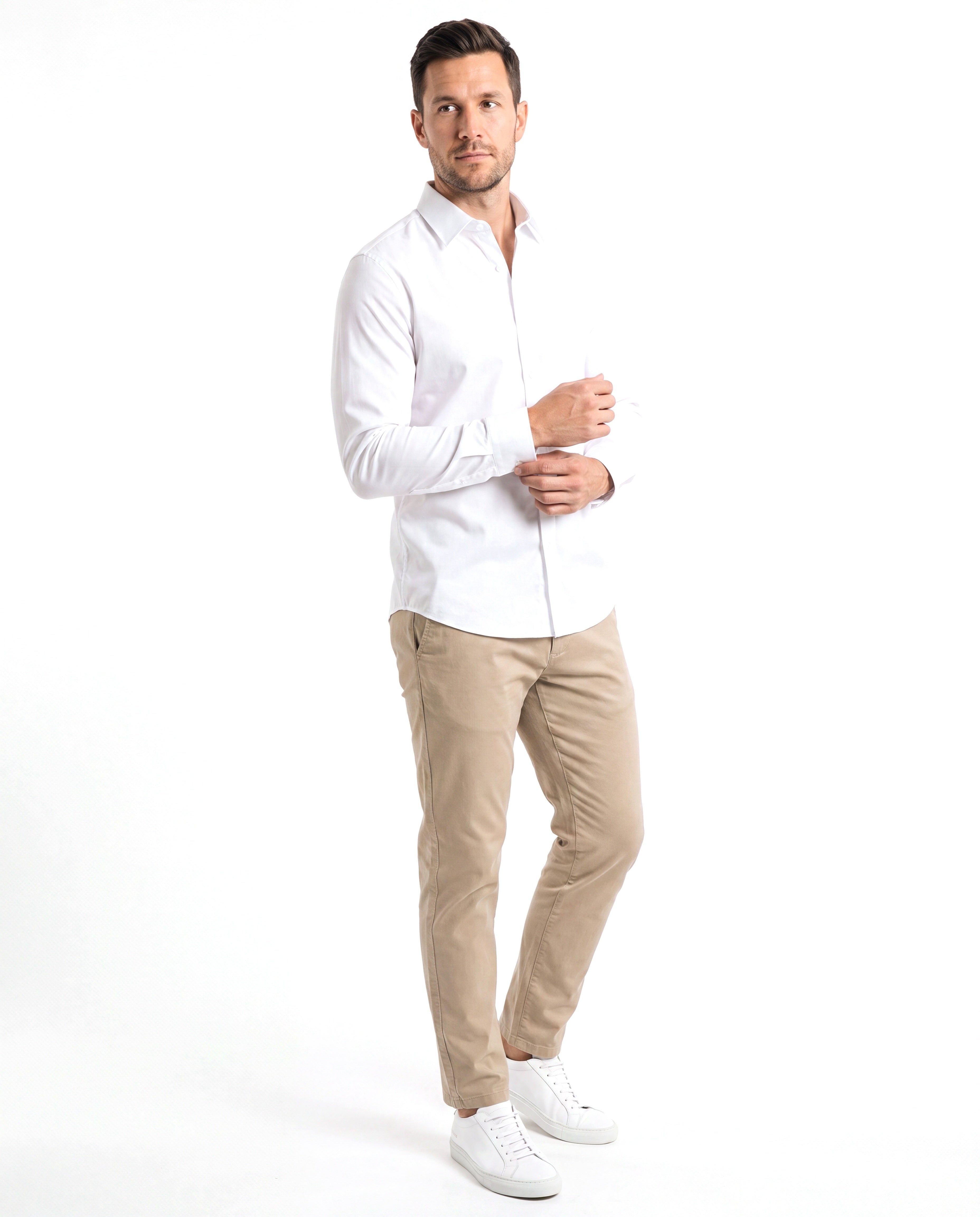 Men's Cotton Shirt with Refined Collar