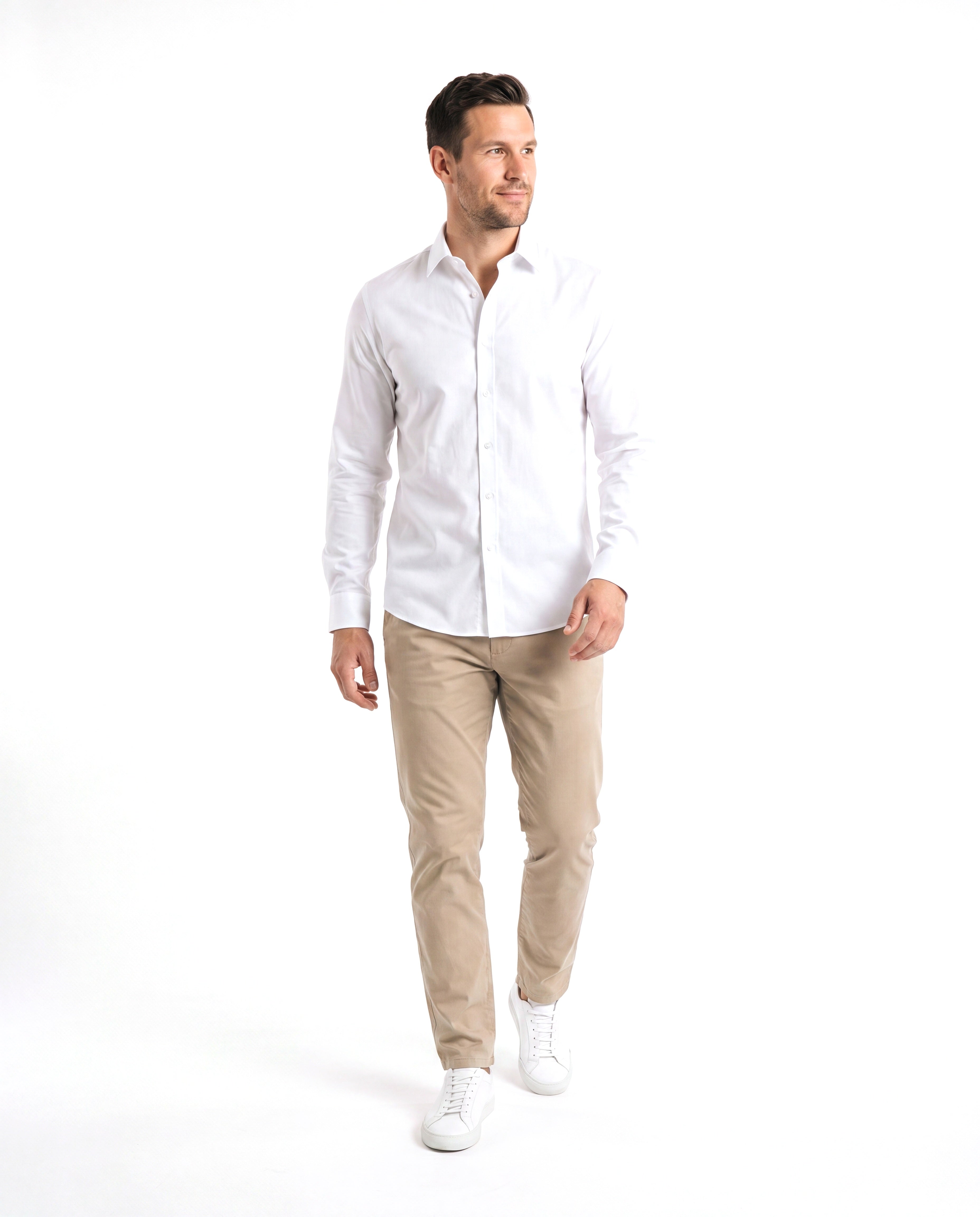 Men's Cotton Shirt with Refined Collar