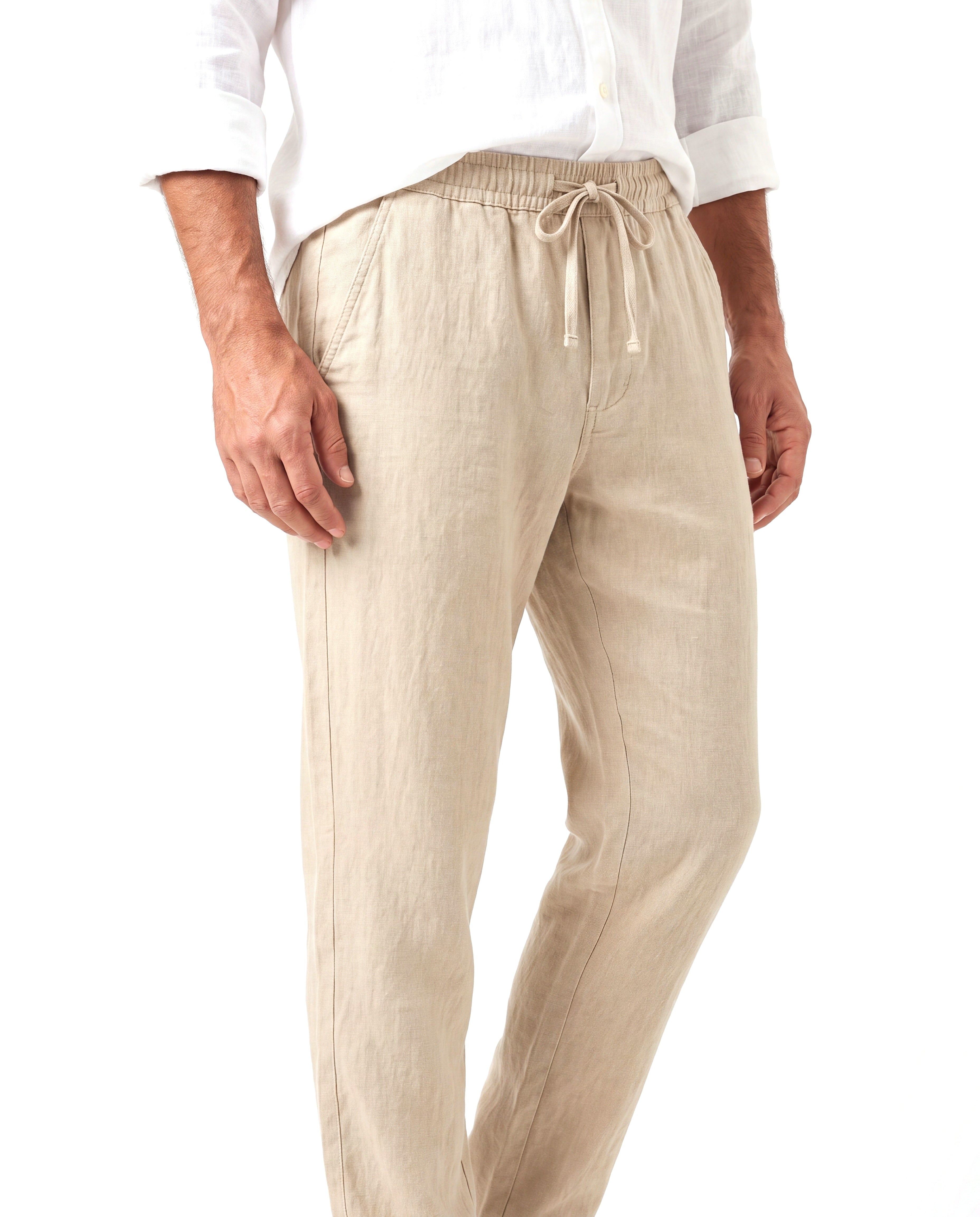 Men's Linen Summer Pants with Elastic Waist