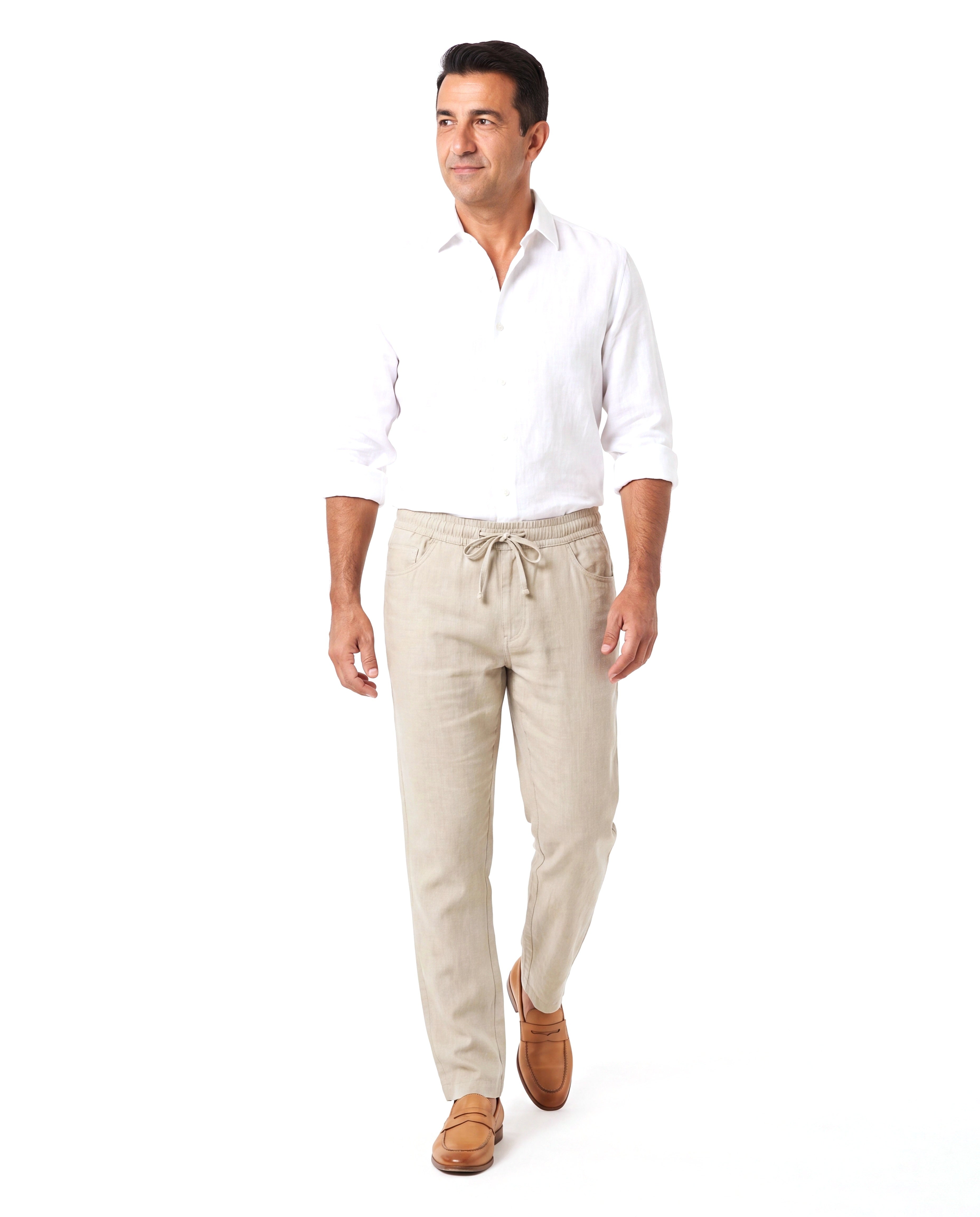 Men's Linen Summer Pants with Elastic Waist