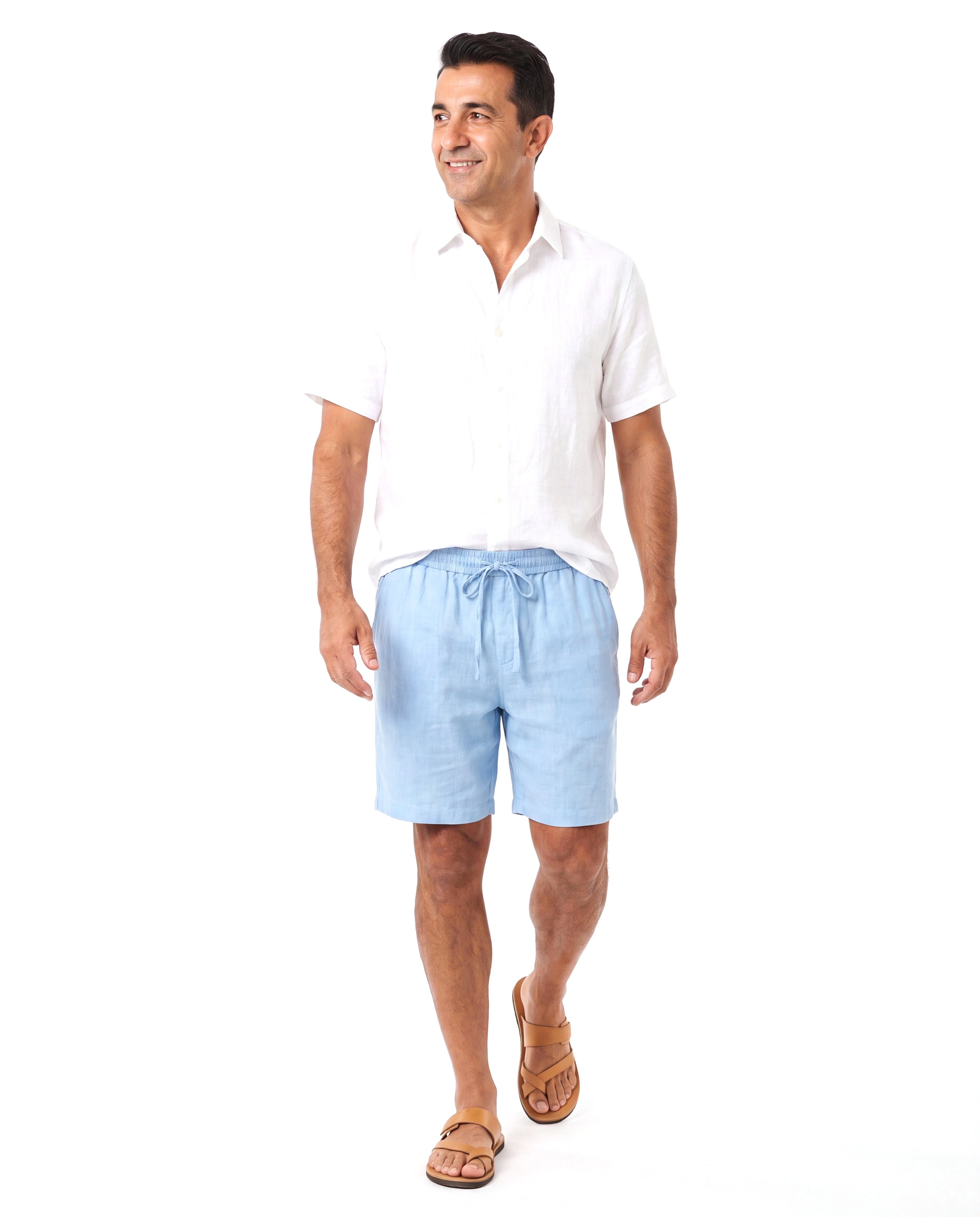 Men's Linen Shorts with Drawstring Waist