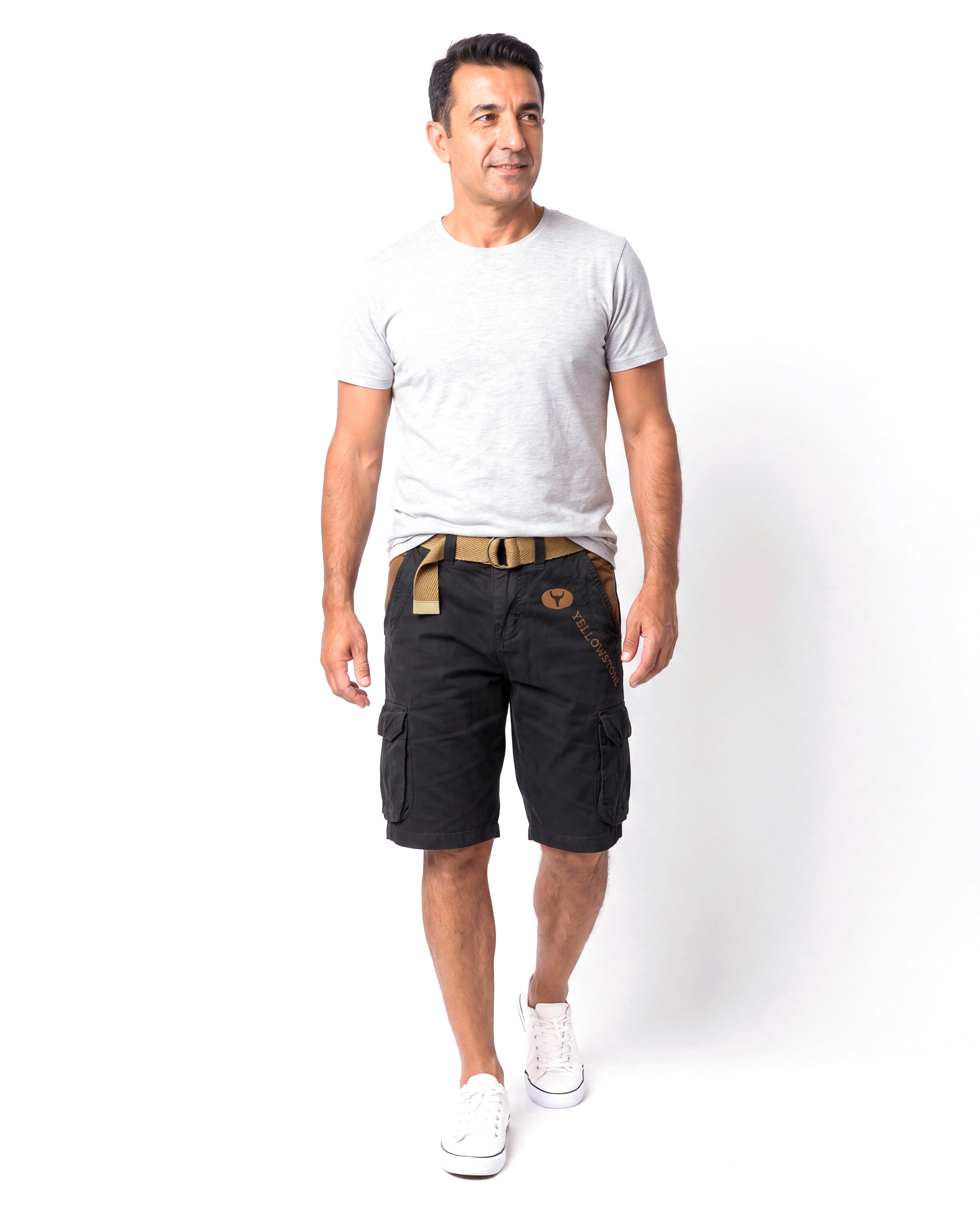 Men's Cotton Cargo Shorts with Multiple Pockets