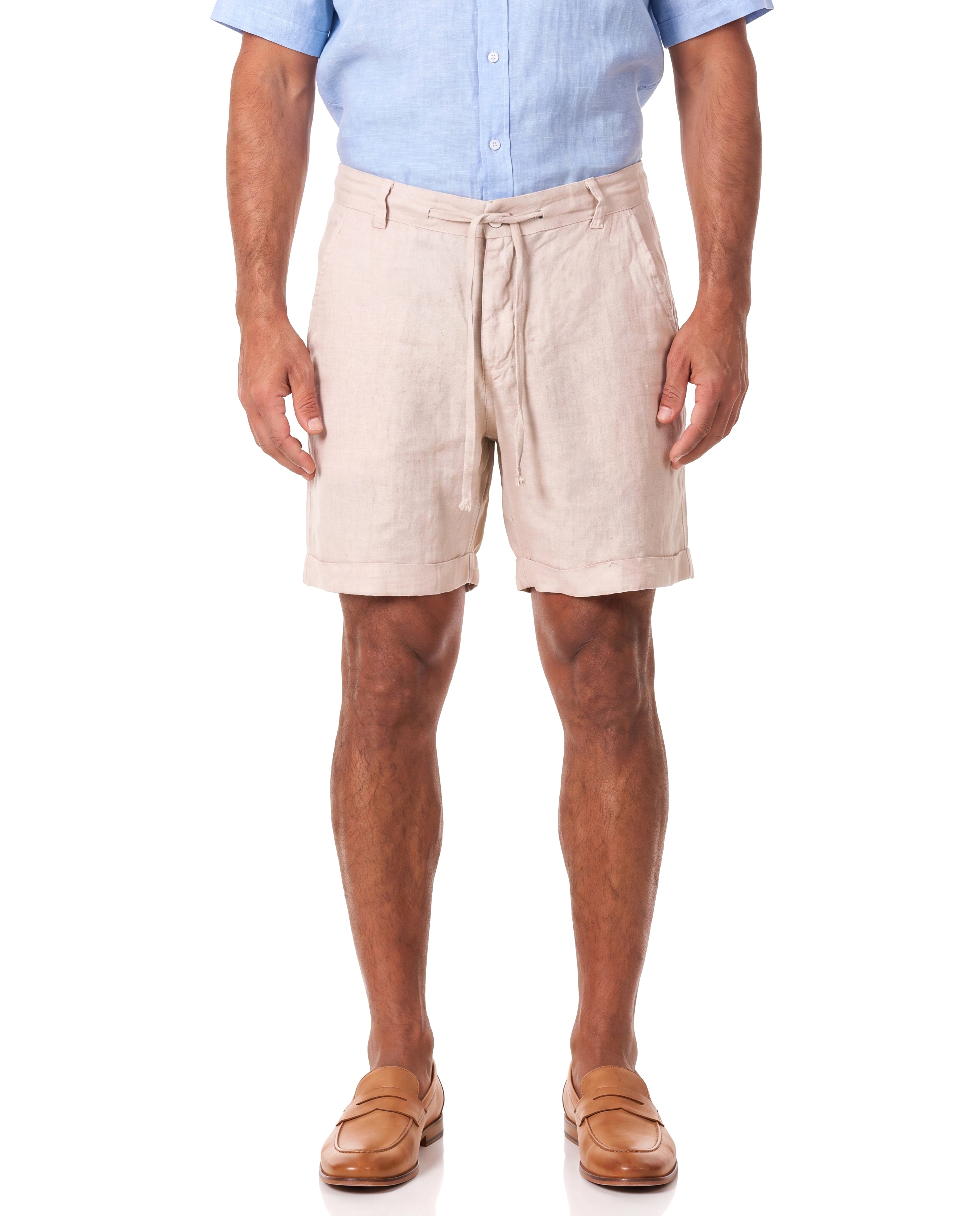 Men's Linen Shorts with Elastic Waist
