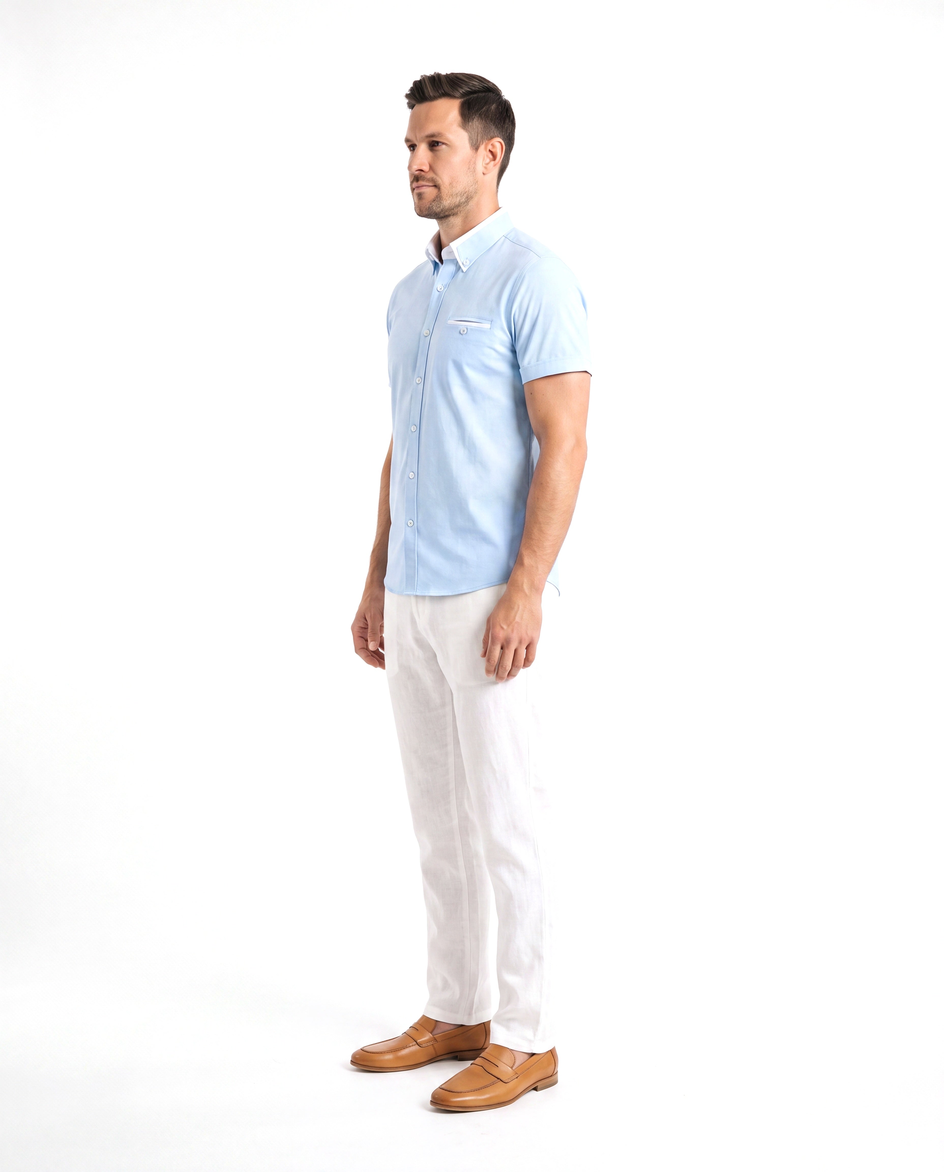 Men's Linen Shirt with Short Sleeves