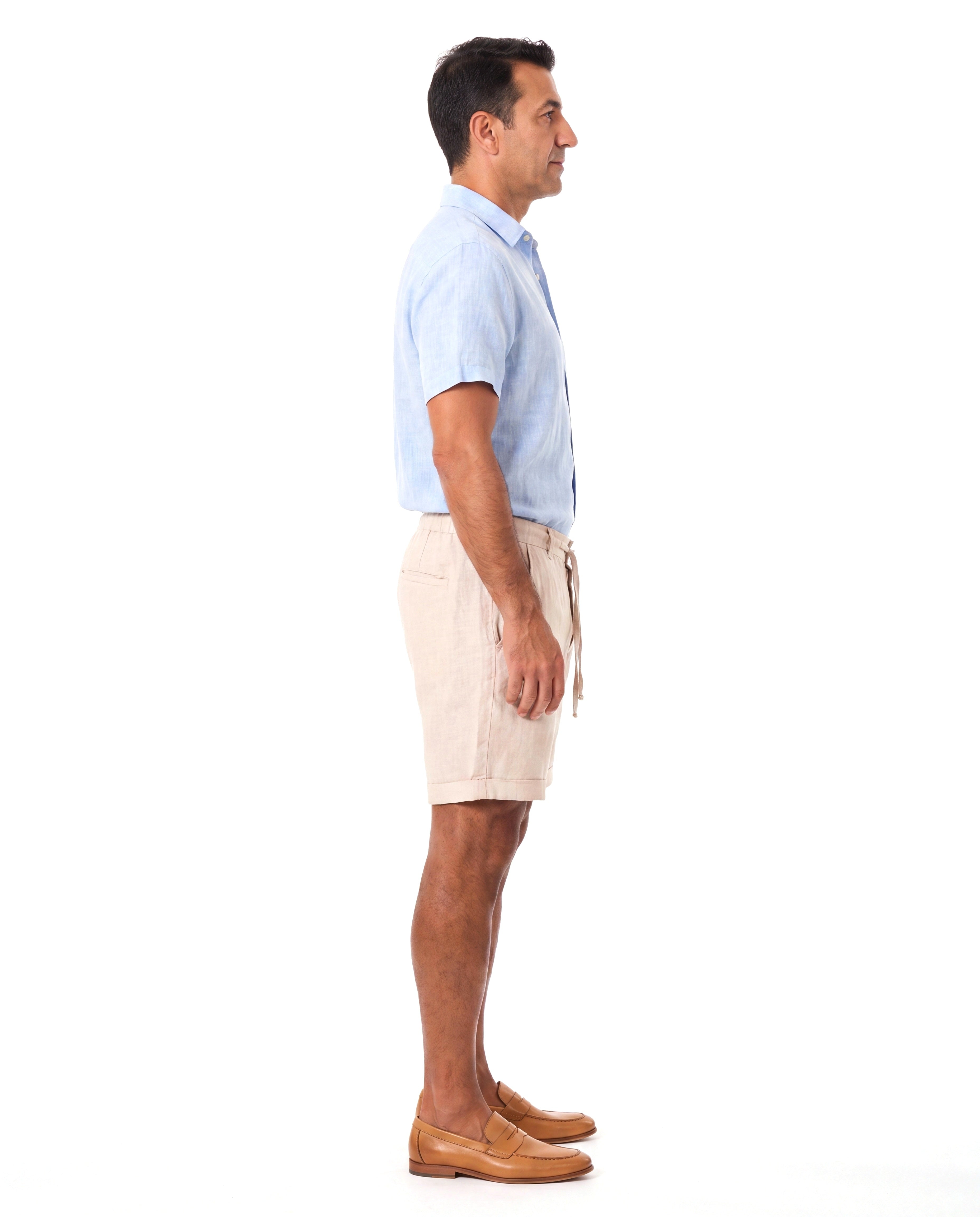 Men's Linen Shorts with Elastic Waist