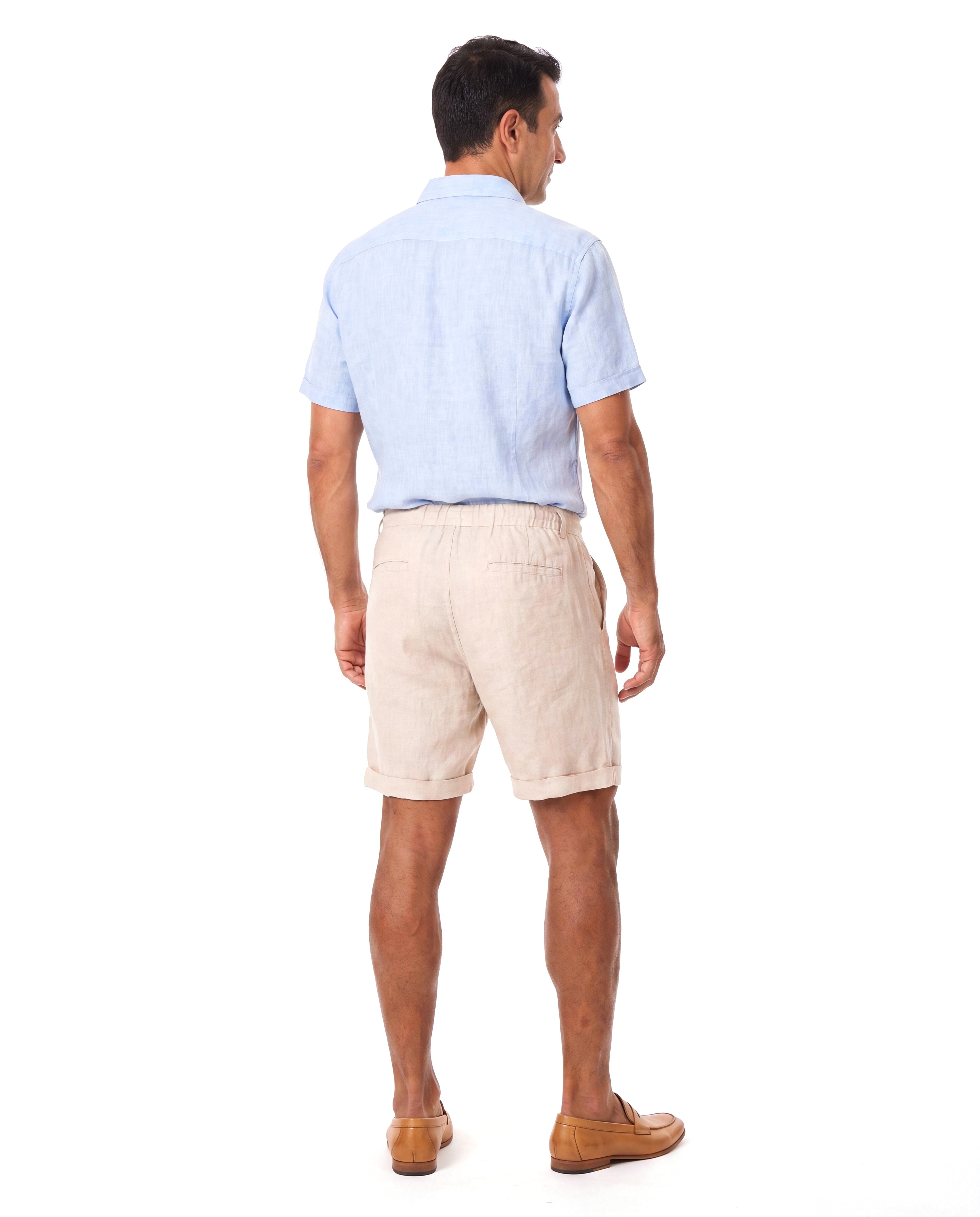 Men's Linen Shorts with Elastic Waist