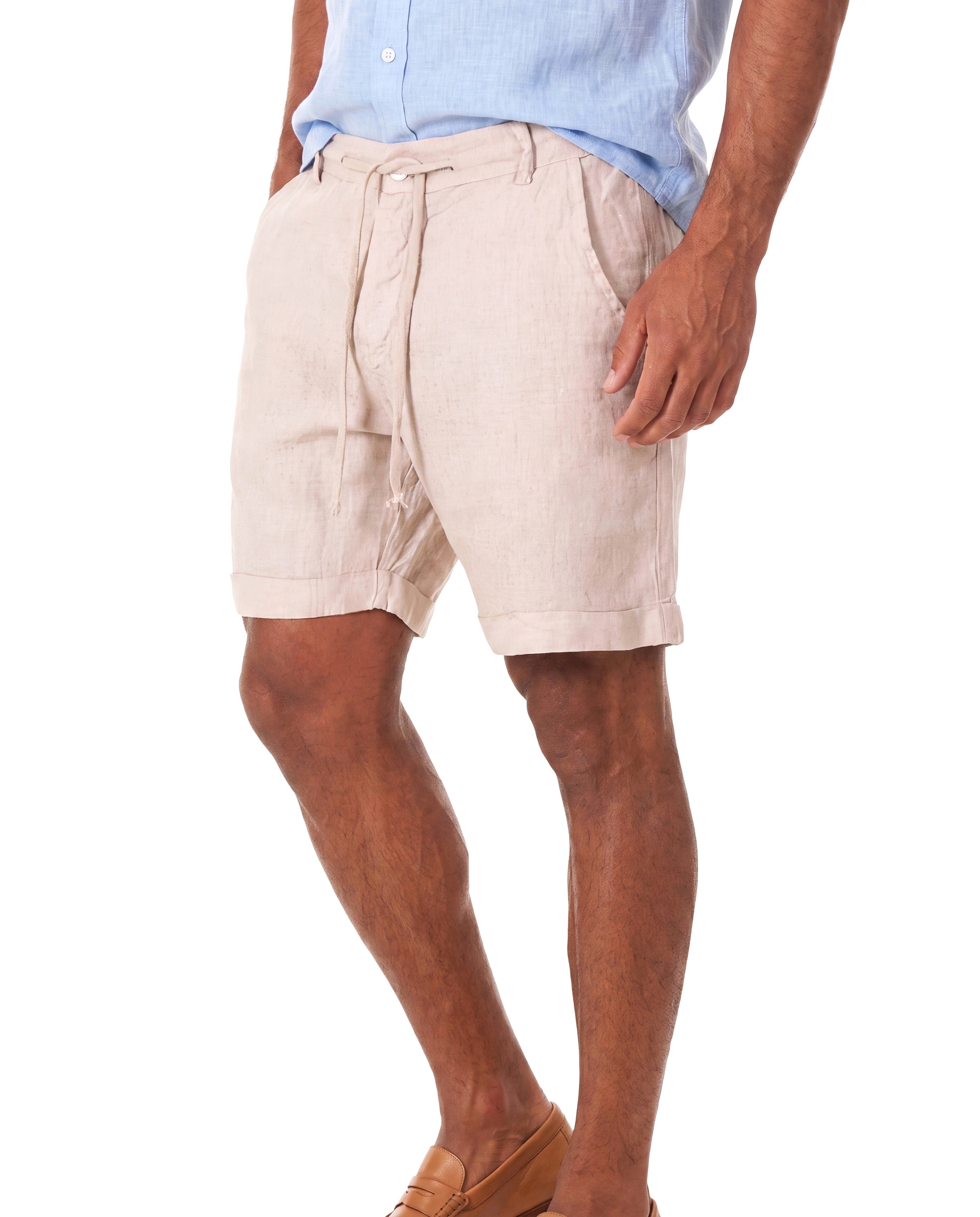Men's Linen Shorts with Elastic Waist