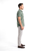 Men's Solid Linen Shirt with Short Sleeves
