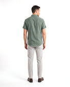 Men's Solid Linen Shirt with Short Sleeves