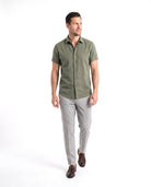 Men's Solid Linen Shirt with Short Sleeves