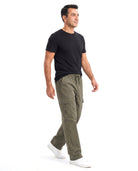 Men's Cotton Cargo Pants with Elastic Waist