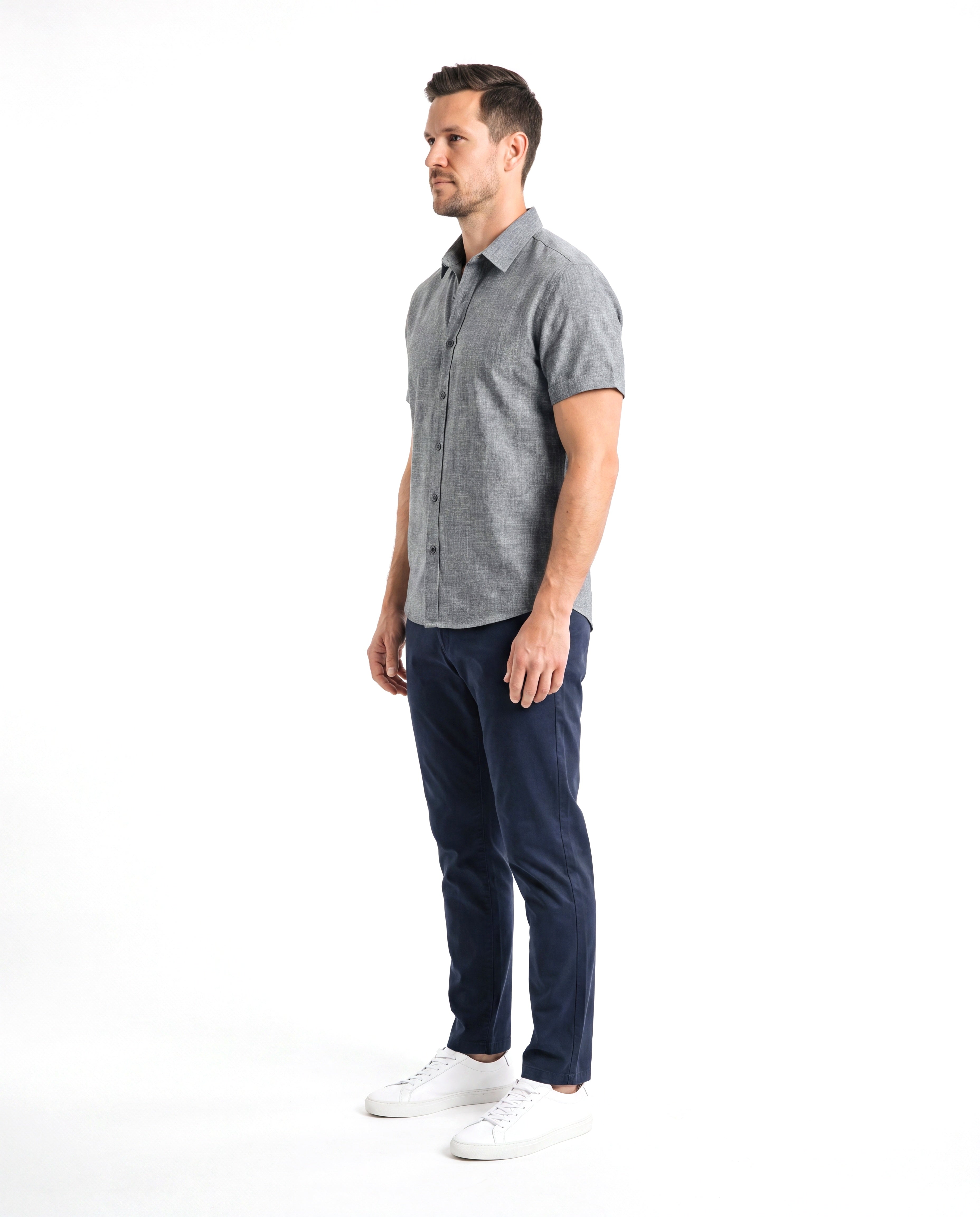 Men's Cotton Shirt with Short Sleeves