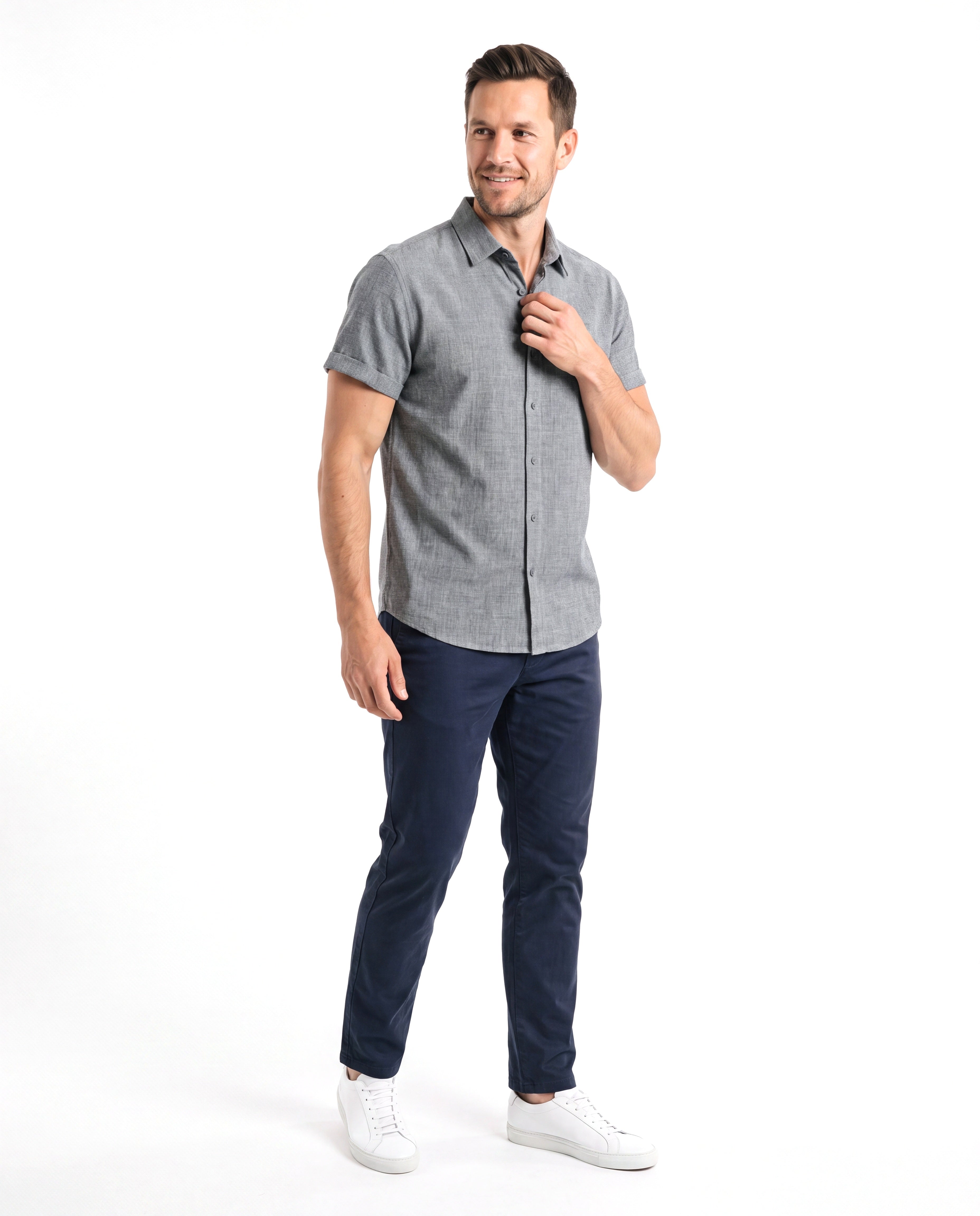 Men's Cotton Shirt with Short Sleeves