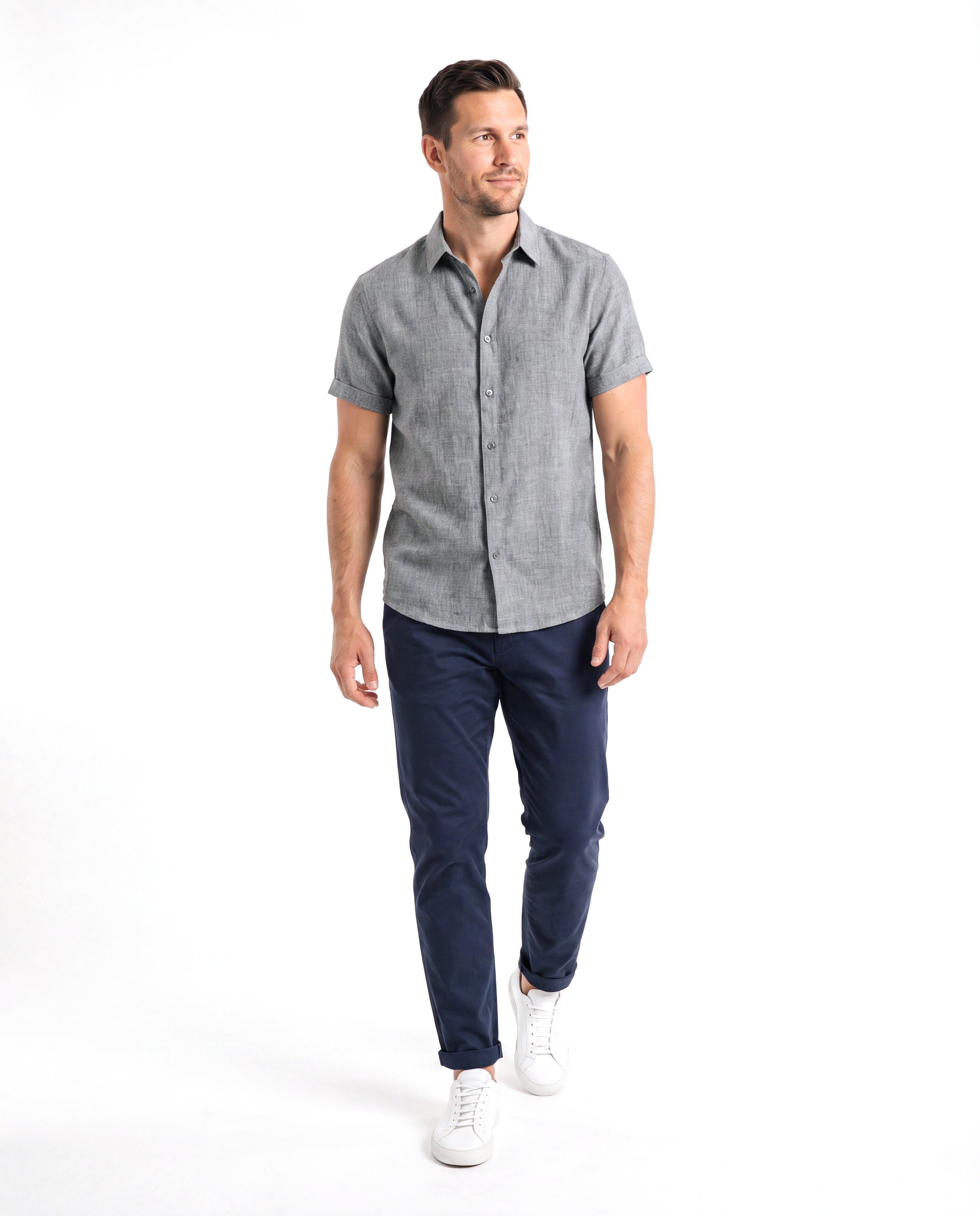 Men's Cotton Shirt with Short Sleeves