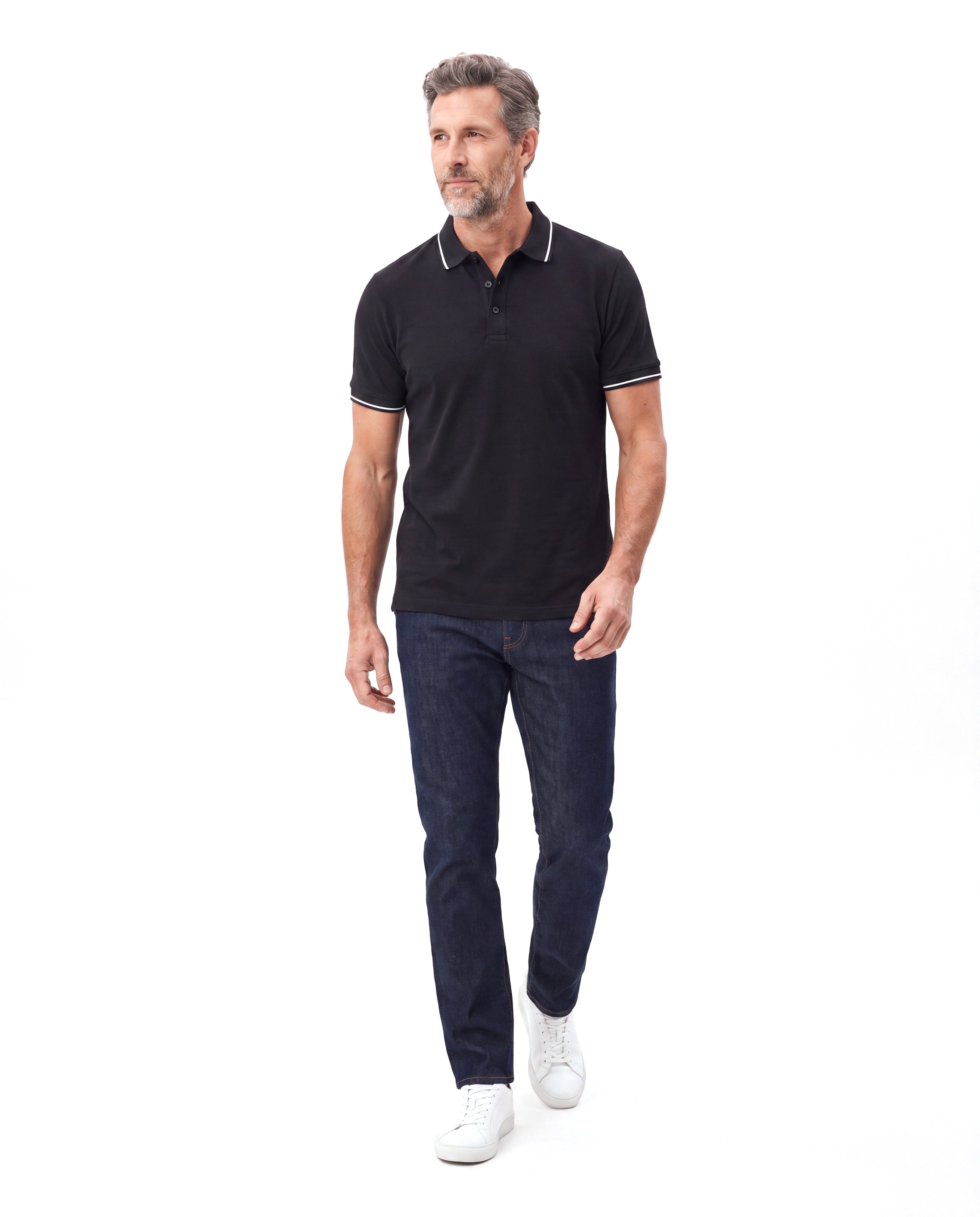 Men's Cotton Polo with Contrast Piping