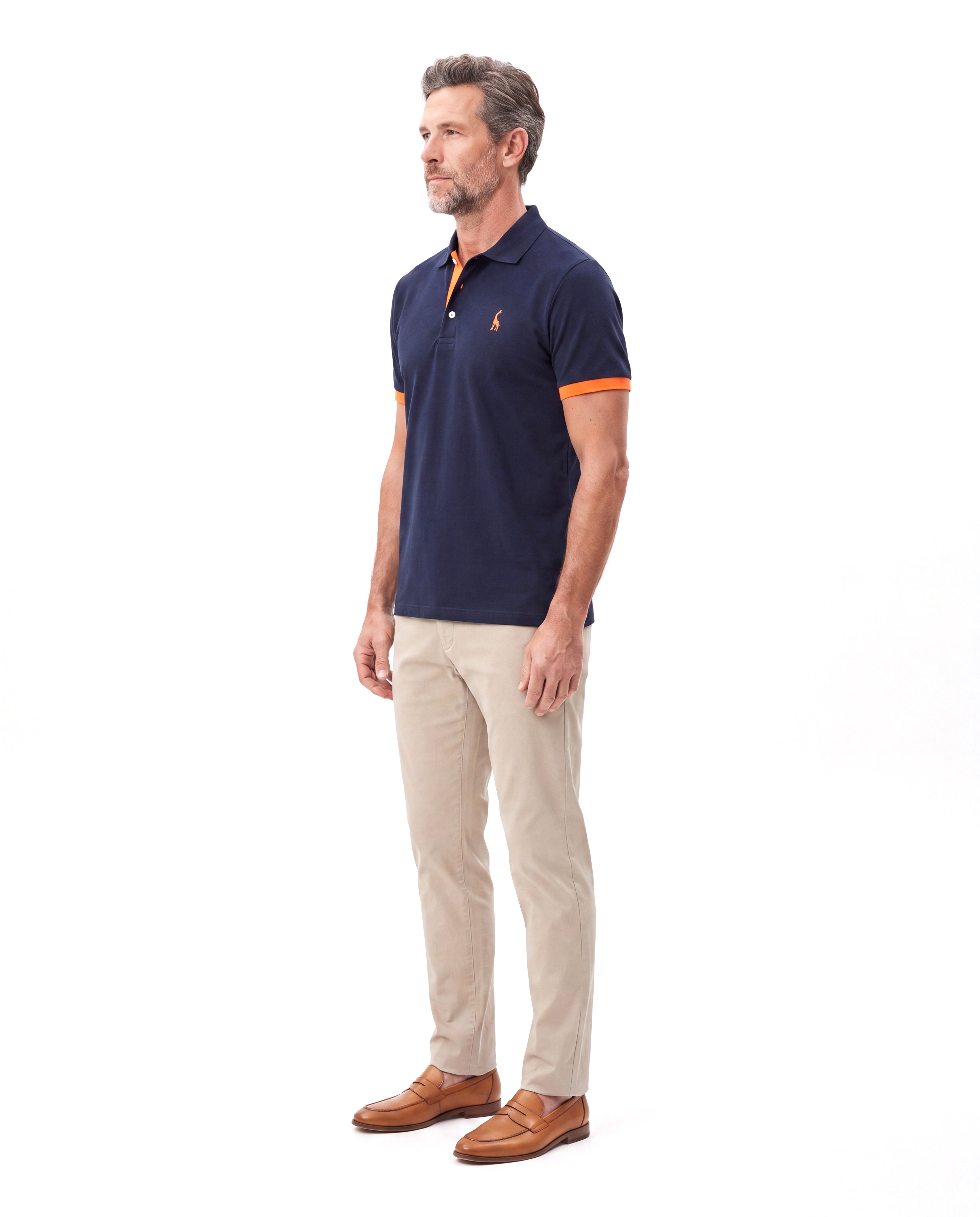 Men's Cotton Slim-Fit Polo with Short Sleeves