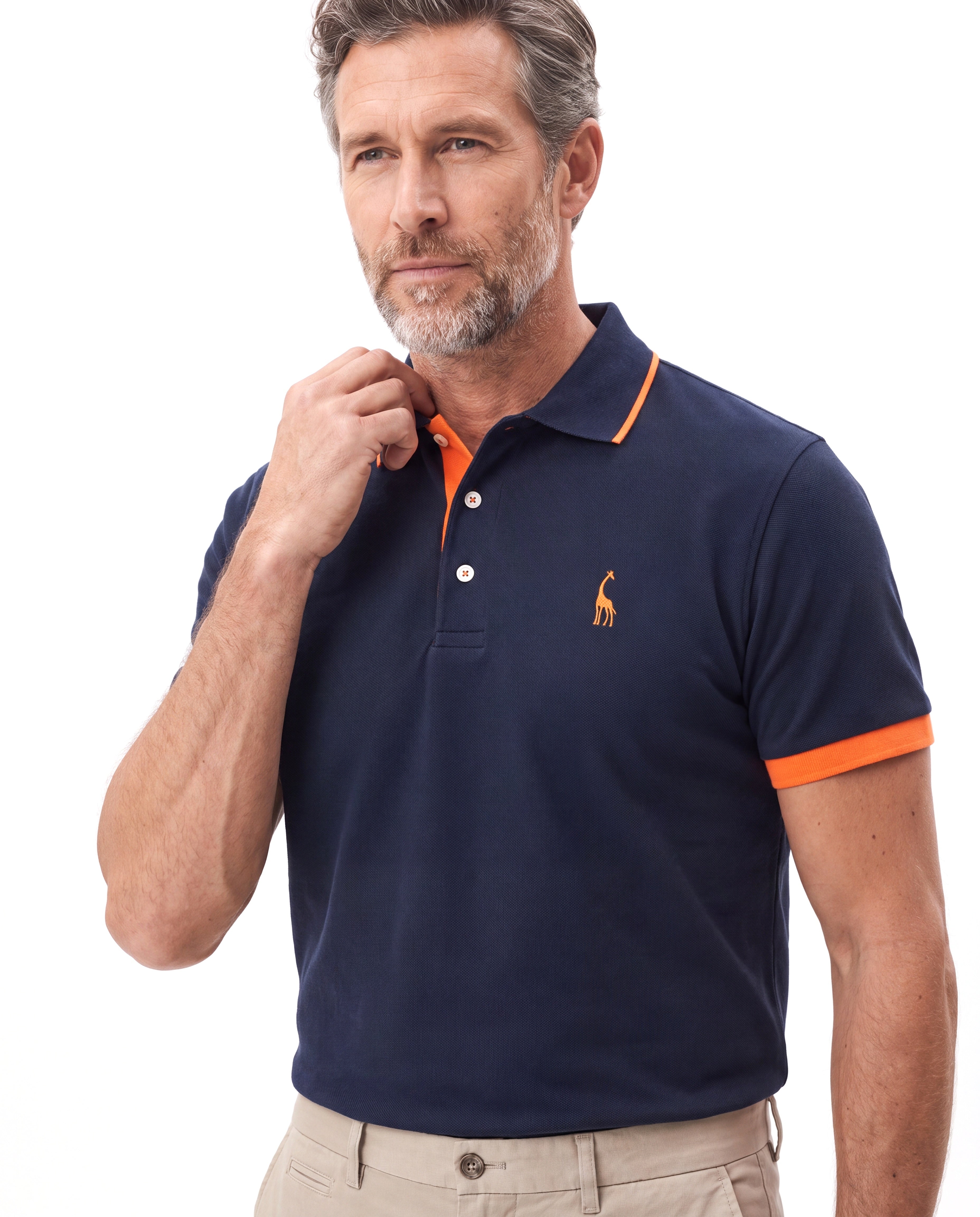 Men's Cotton Slim-Fit Polo with Short Sleeves