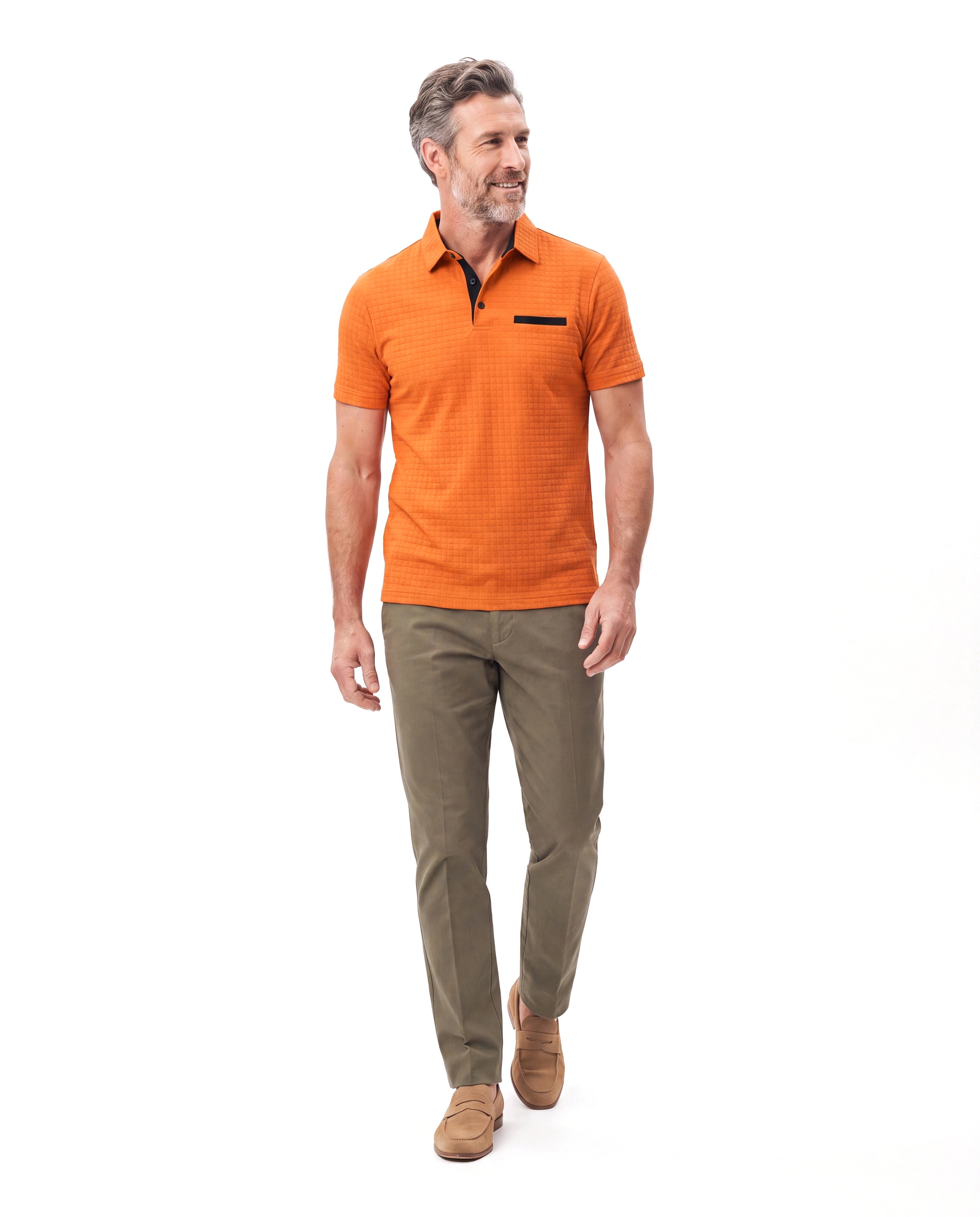 Men's Piqué Polo with Flat Collar Finish