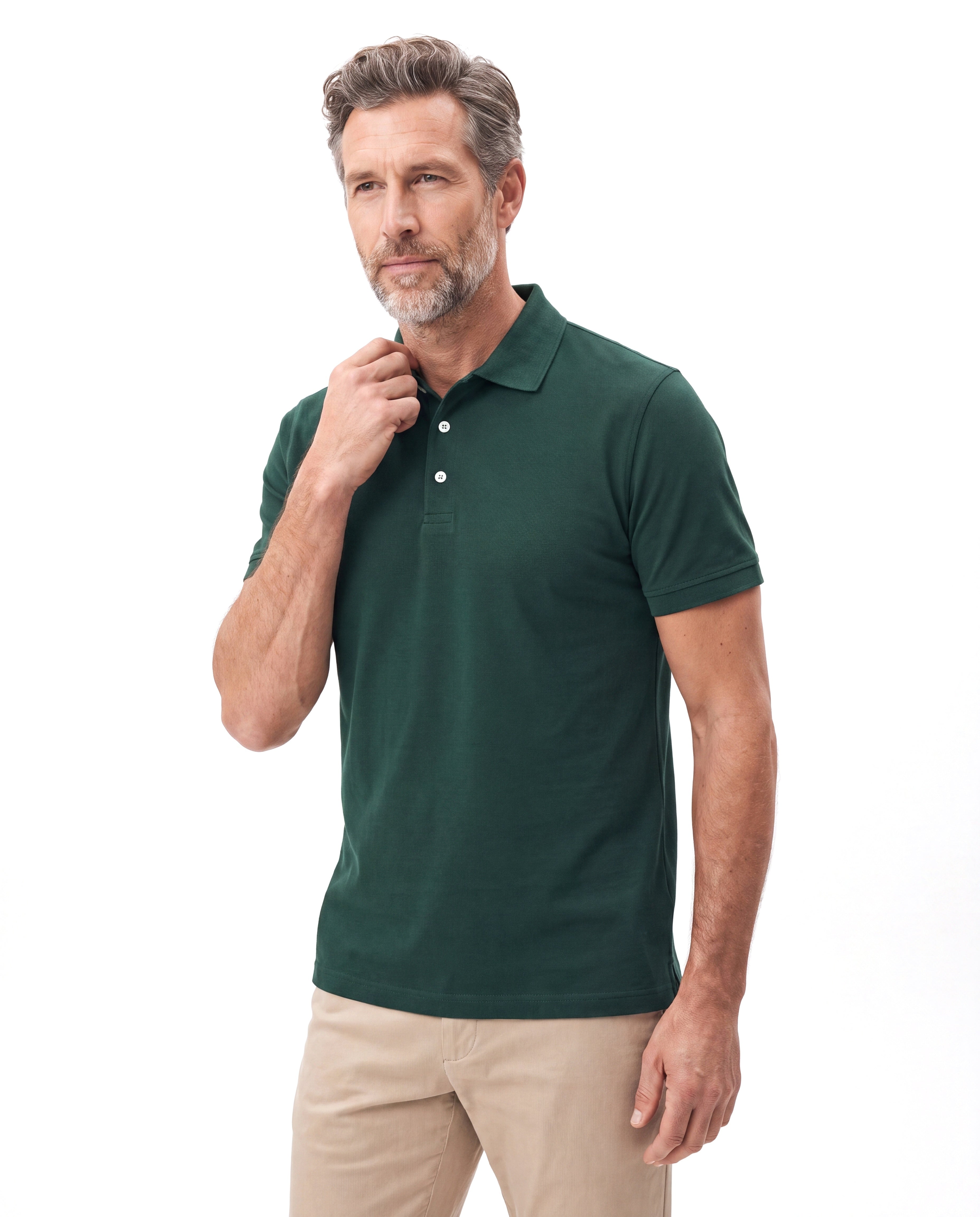 Men's Cotton Polo with Fine Piqué Texture