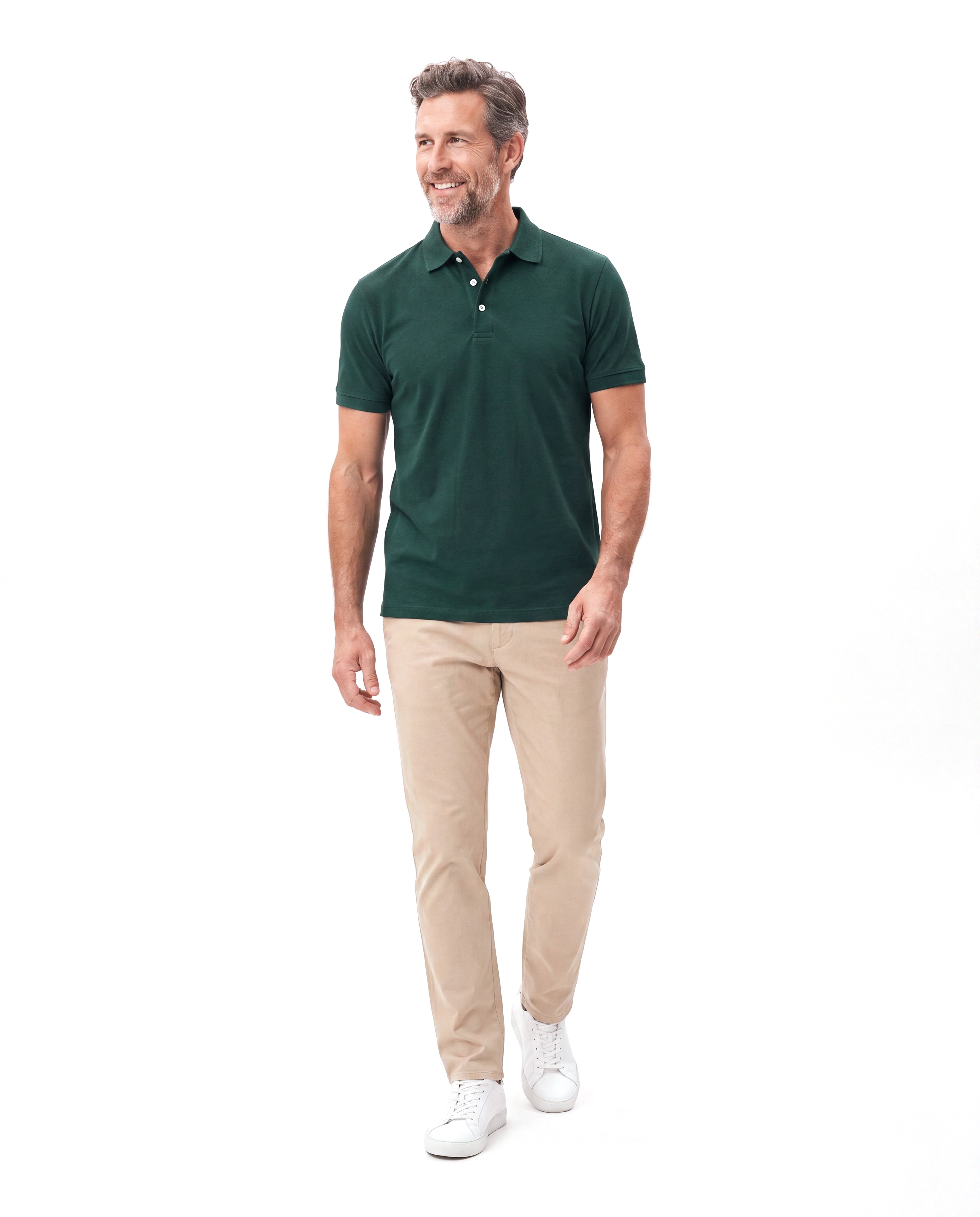 Men's Cotton Polo with Fine Piqué Texture