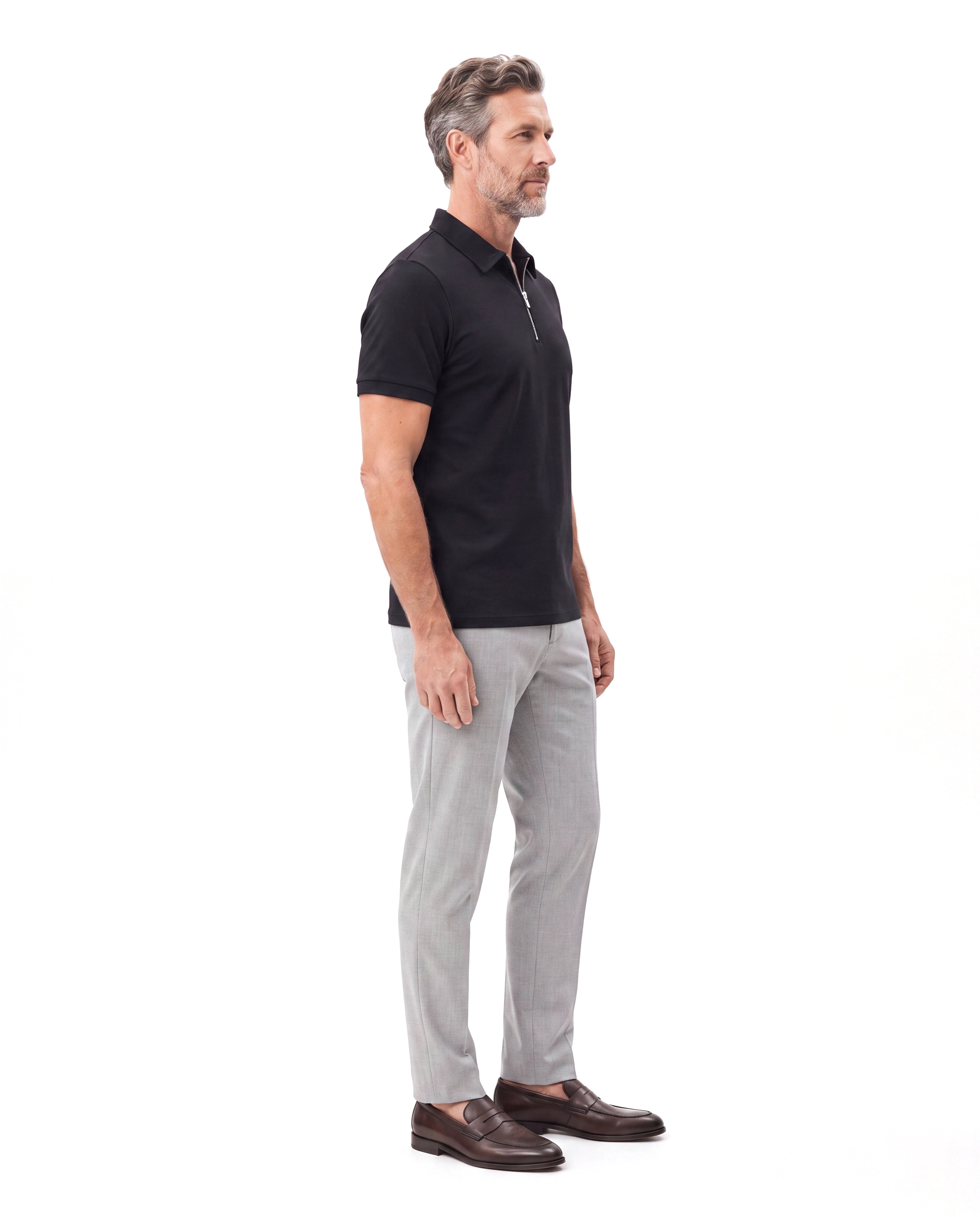 Men's Cotton Polo with Zip Placket