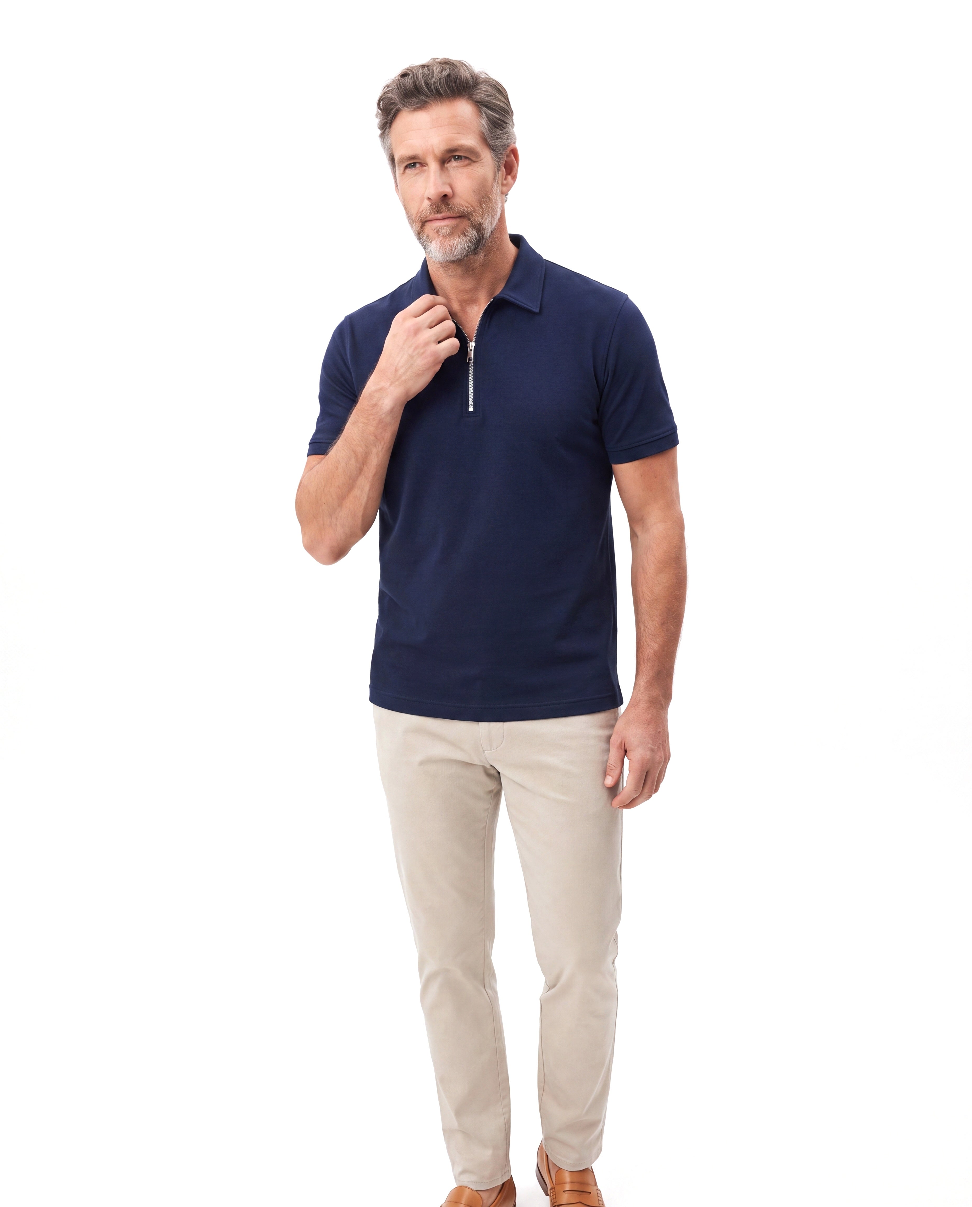 Men's Luxury Polo with Zip Placket