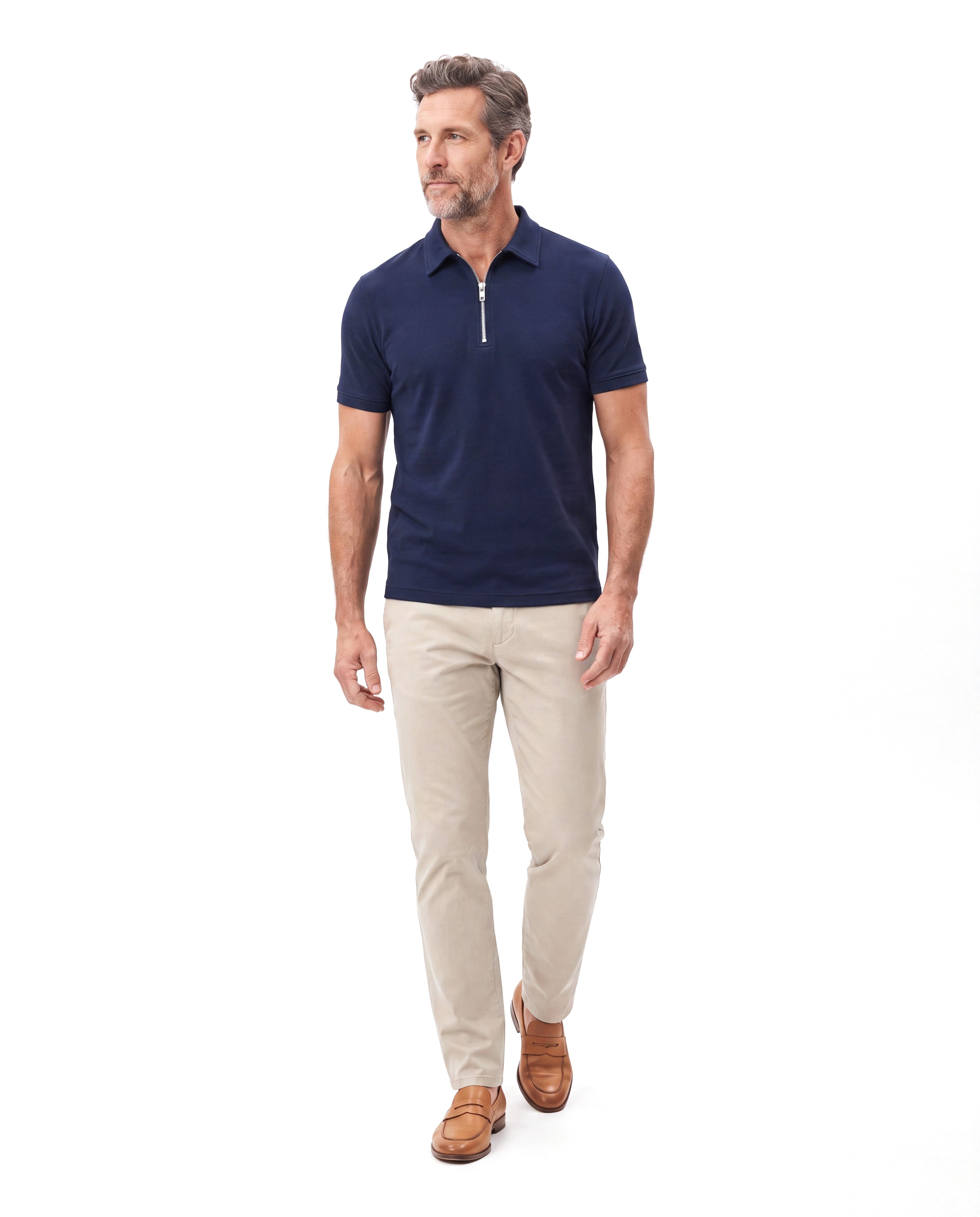 Men's Luxury Polo with Zip Placket