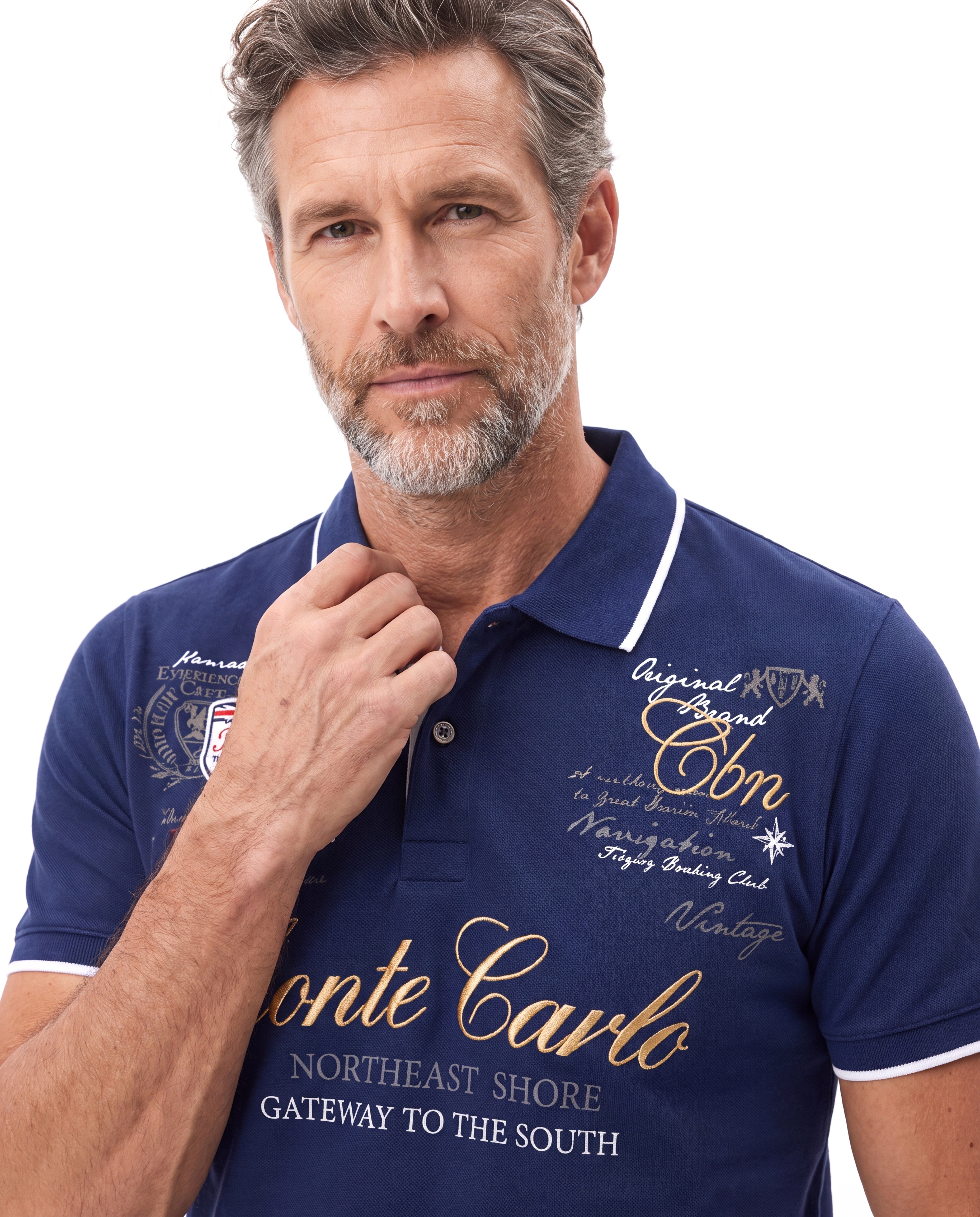 Men's Cotton Polo with Print Detail
