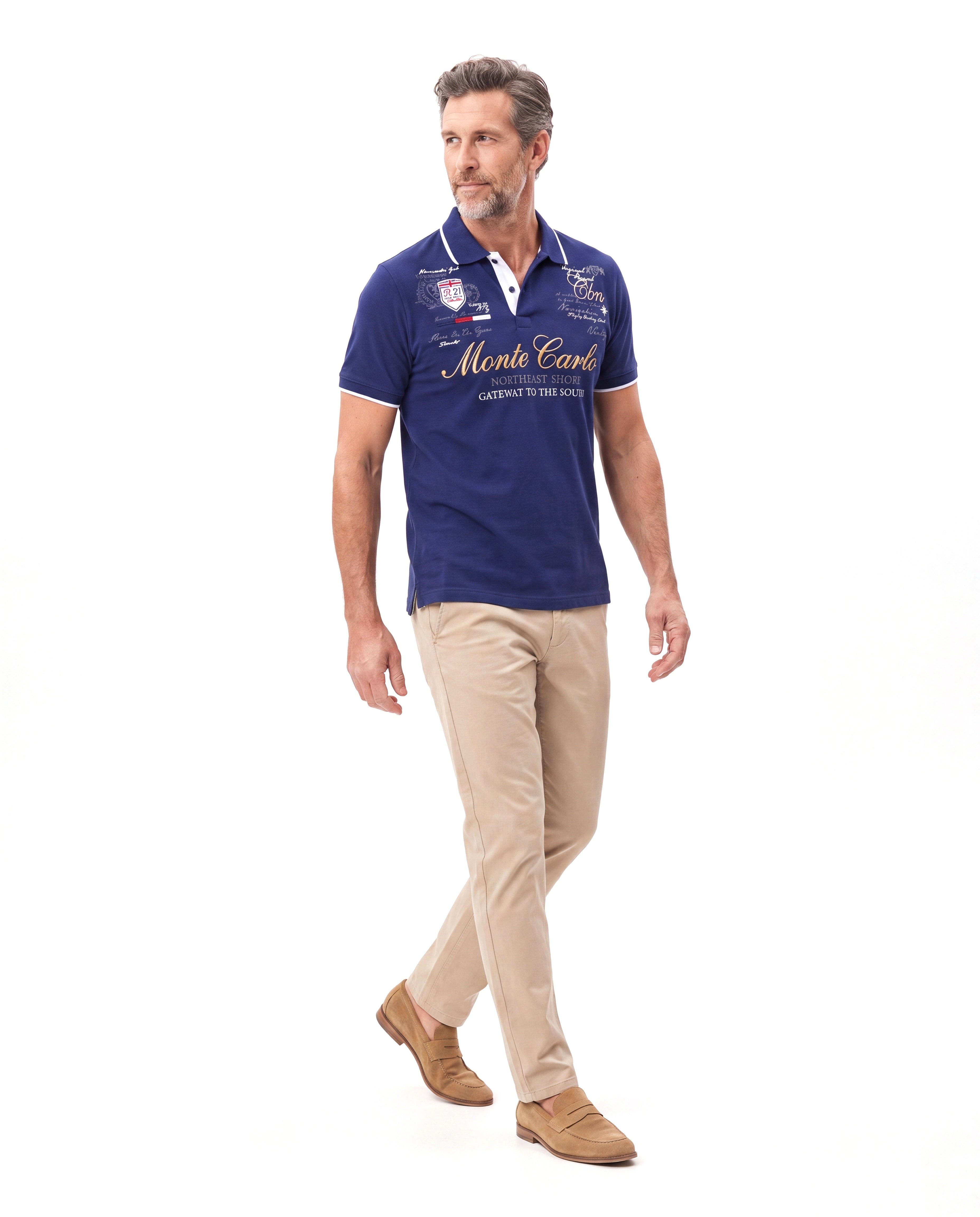 Men's Cotton Polo with Print Detail