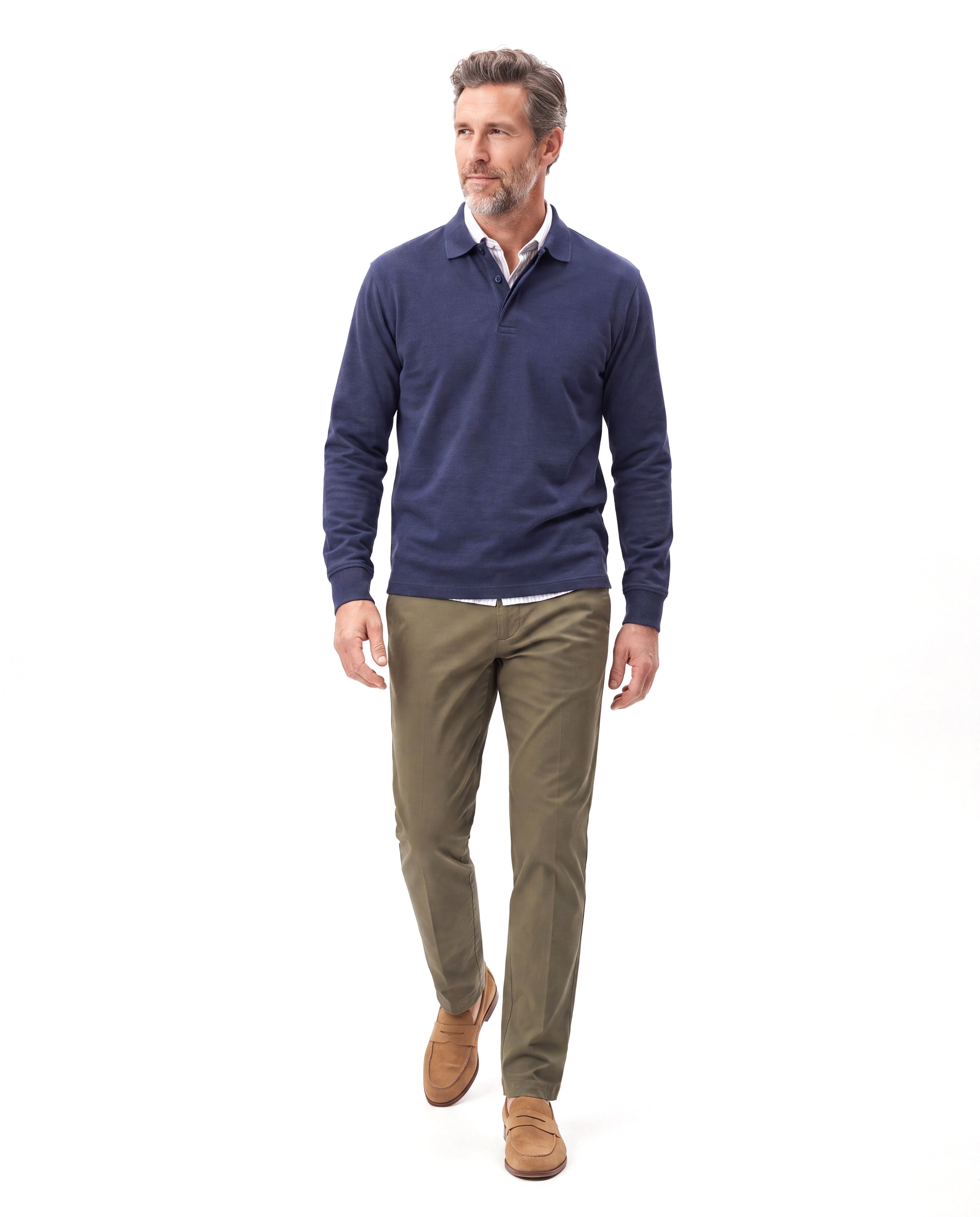 Men's Piqué Polo with Long Sleeves