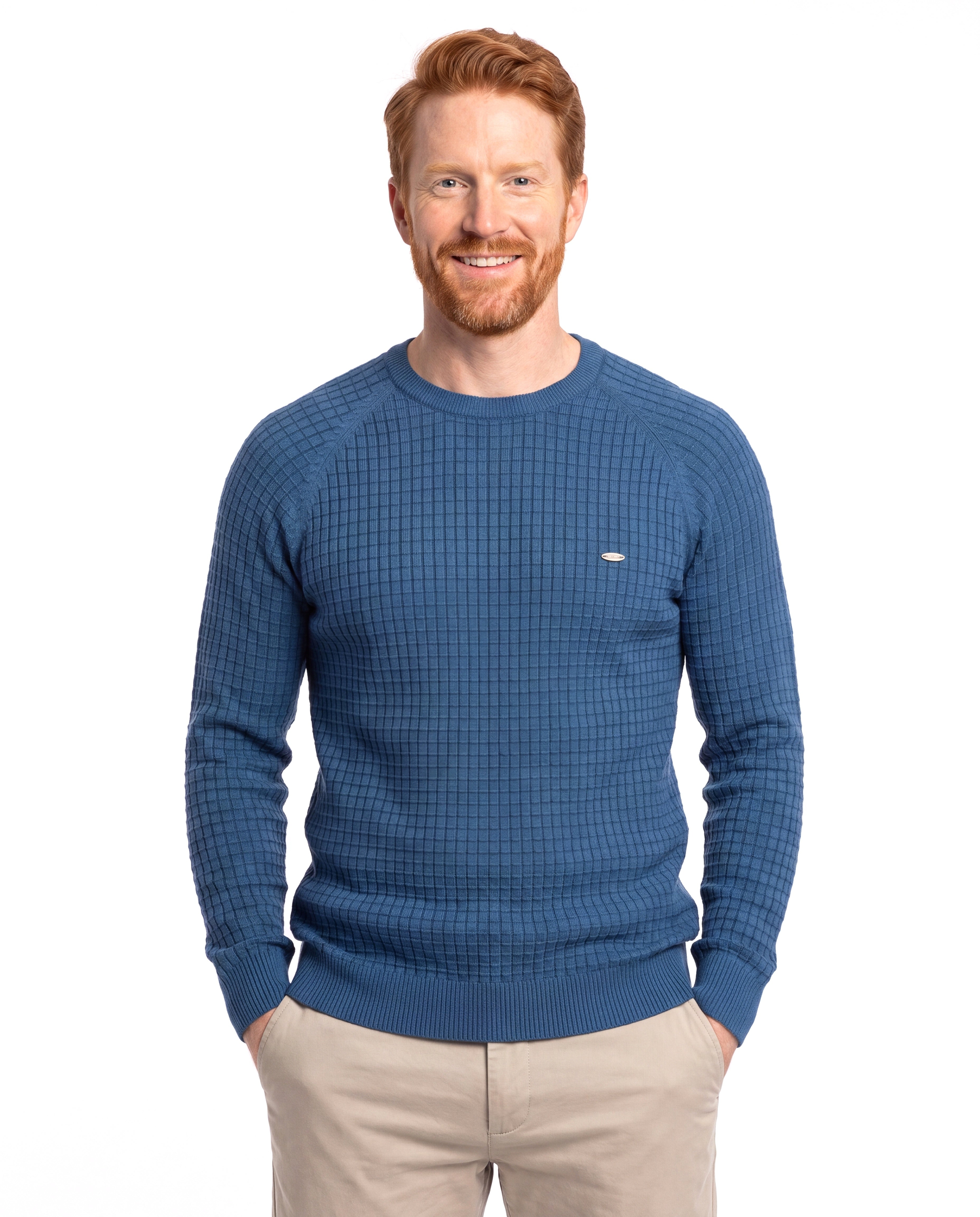 Men's Knitted Sweater with Classic Crew Neck