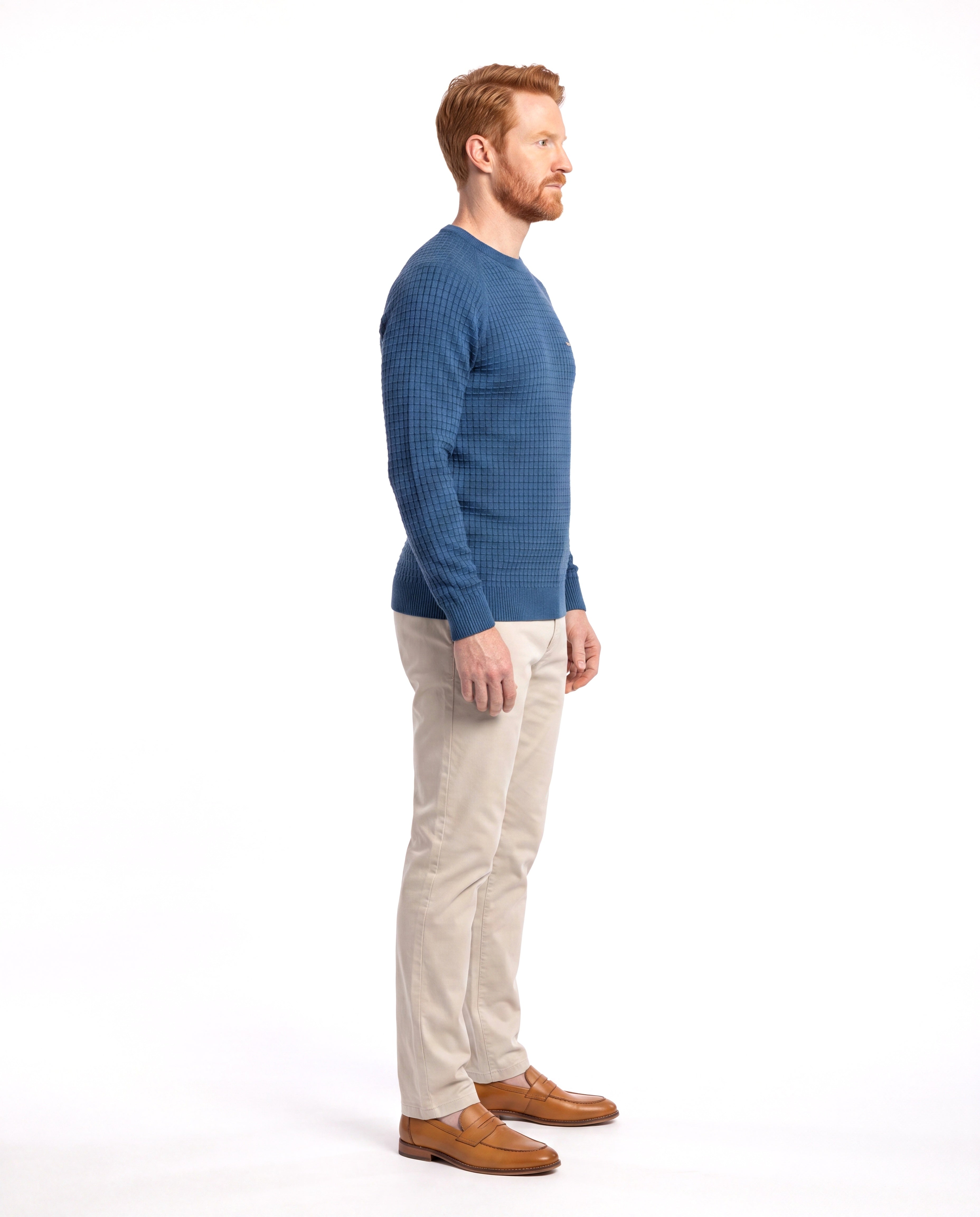 Men's Knitted Sweater with Classic Crew Neck