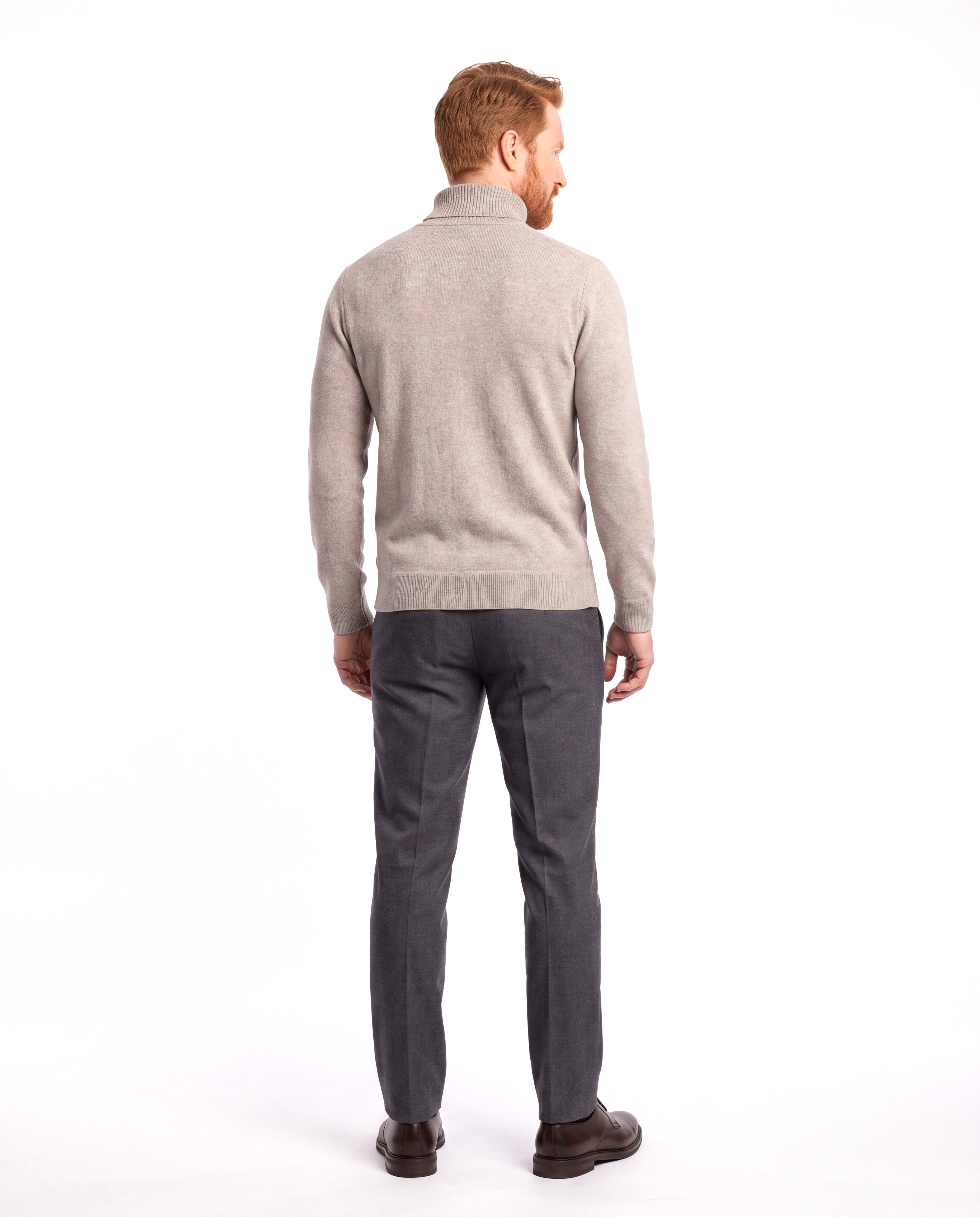 Men's Fine-Knit Turtleneck with Ribbed Cuffs