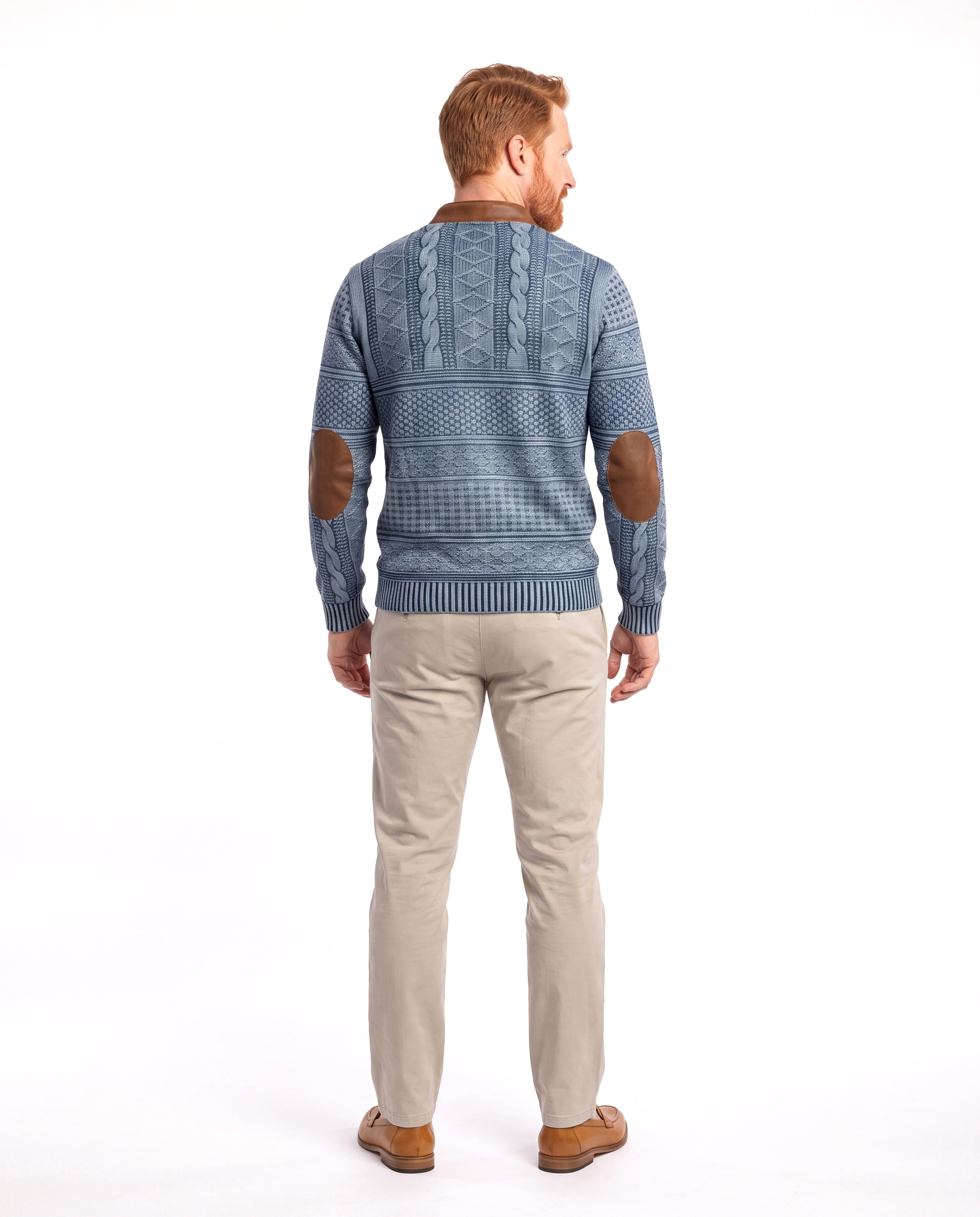 Men's Fine-Knit Sweater with Half-Zip Detail