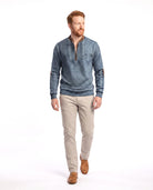Men's Fine-Knit Sweater with Half-Zip Detail