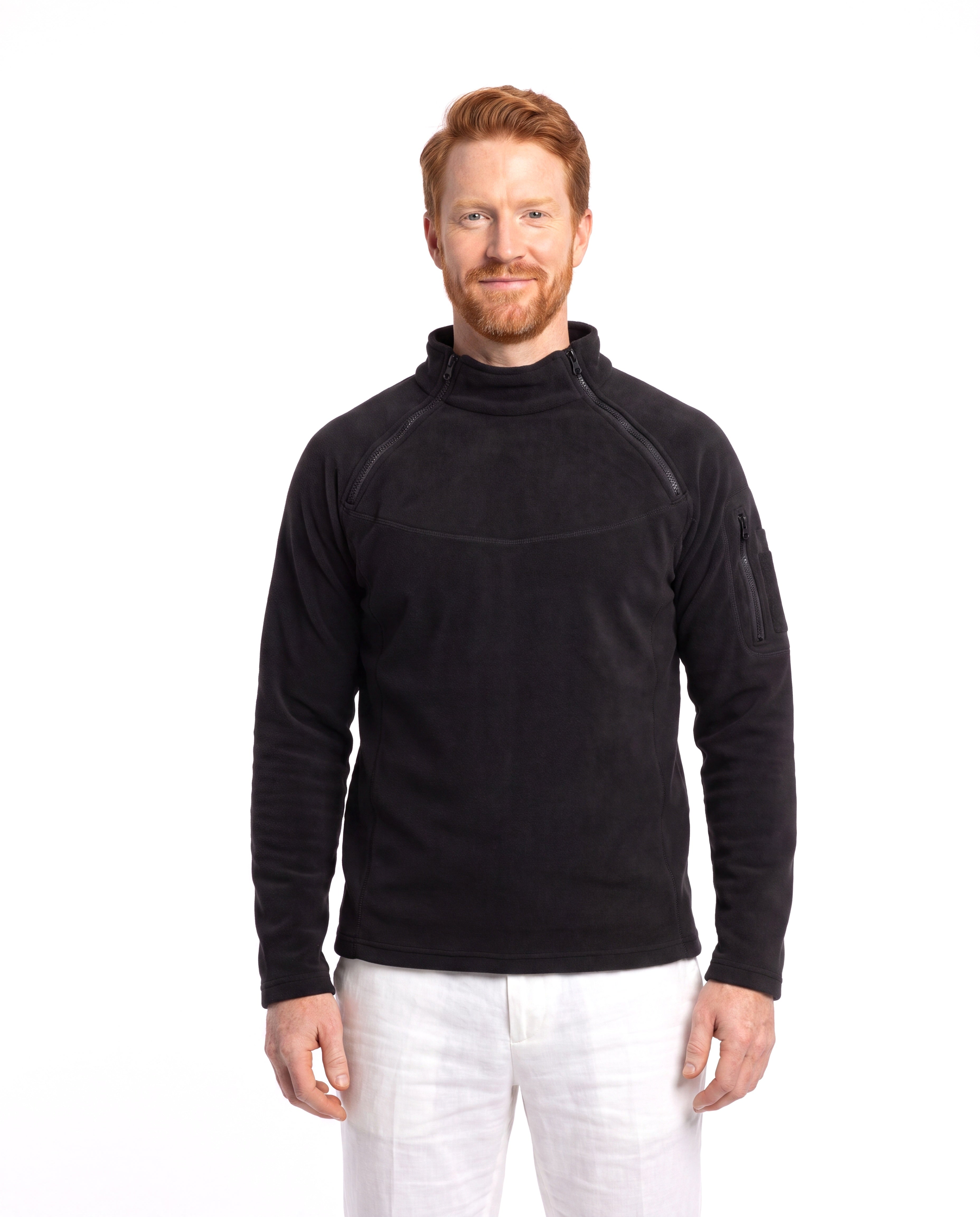 Men's Fleece Sweater with Half-Zip and Sleeve Pocket