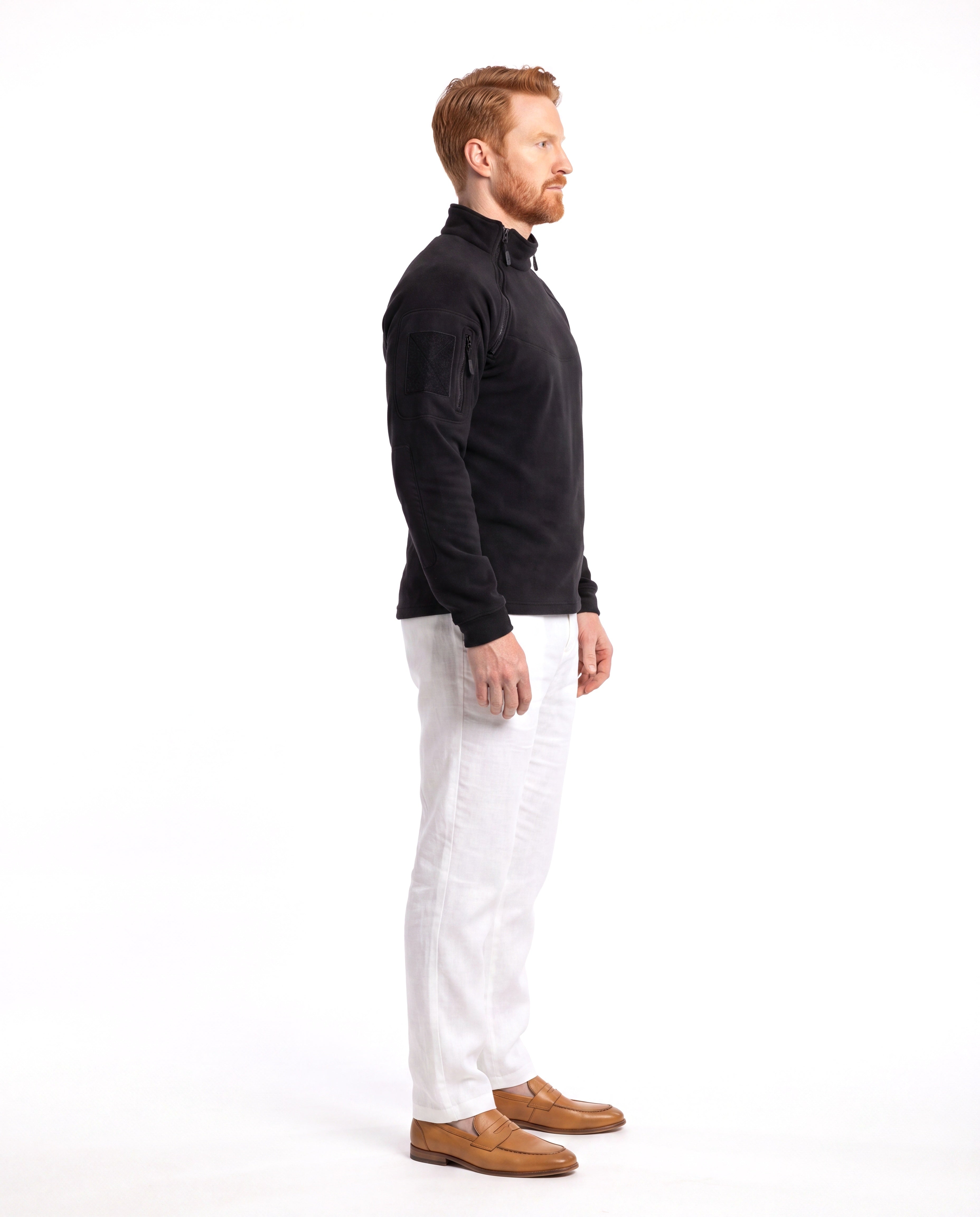 Men's Fleece Sweater with Half-Zip and Sleeve Pocket