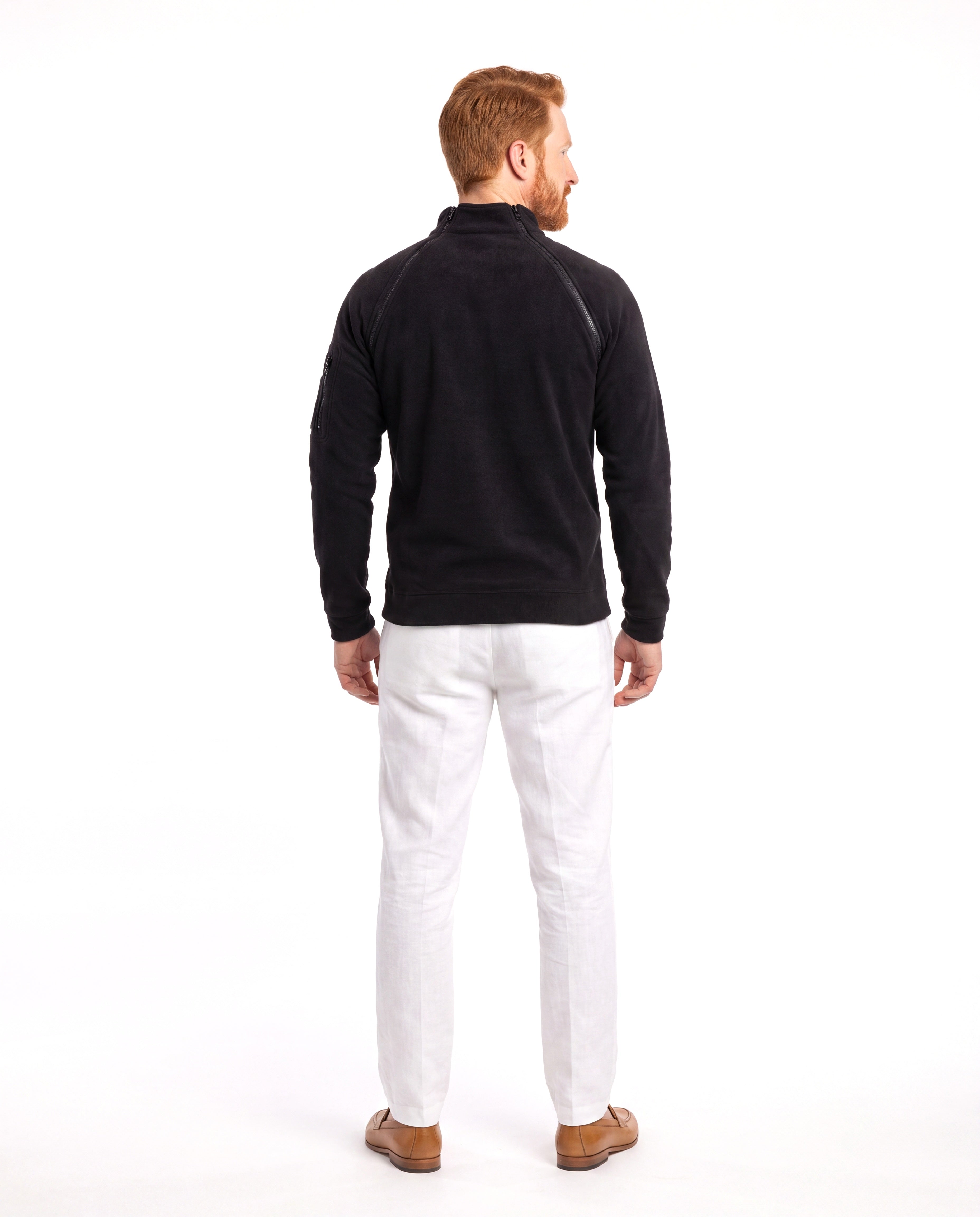 Men's Fleece Sweater with Half-Zip and Sleeve Pocket