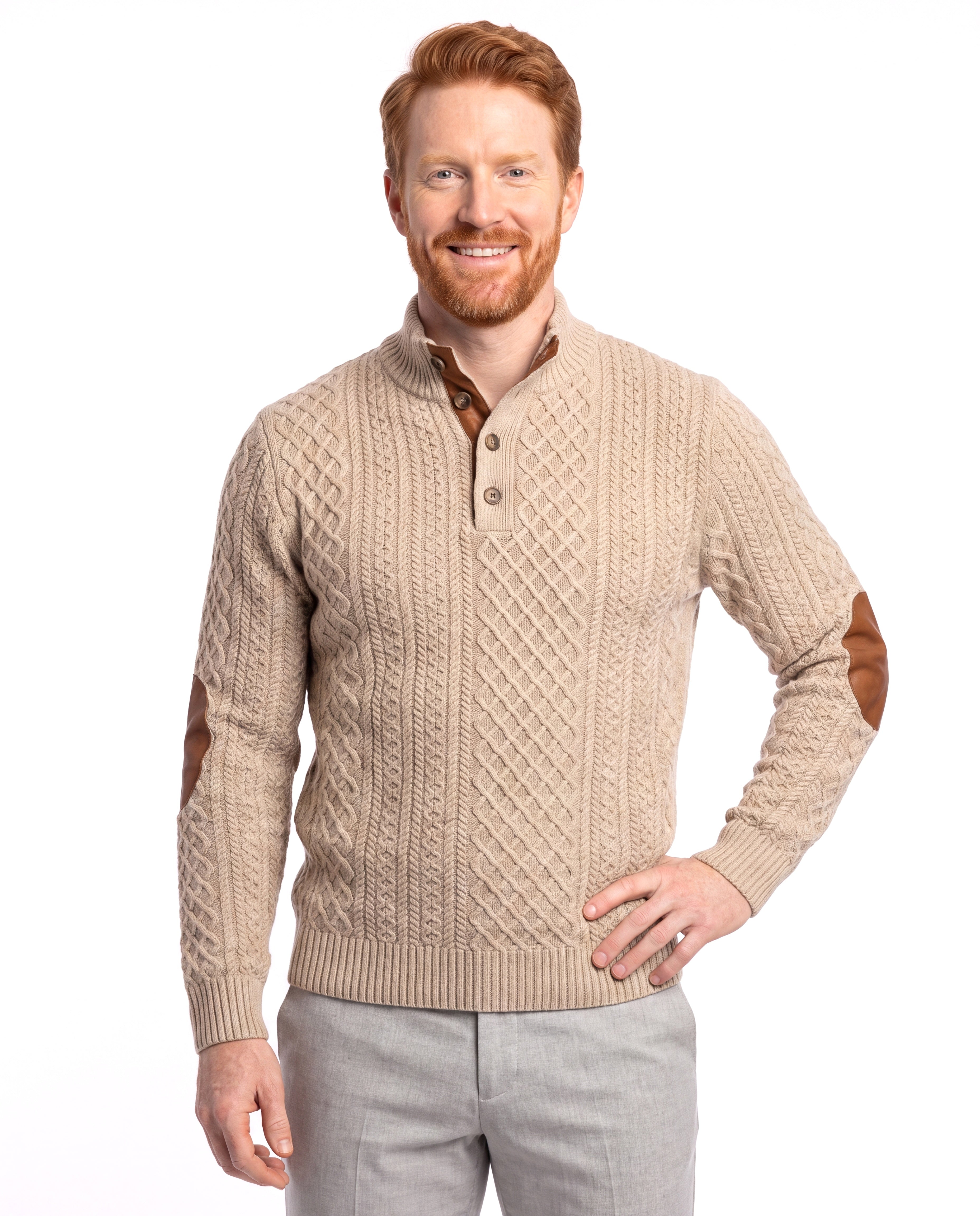 Men's Knitted Winter Pullover with High Collar