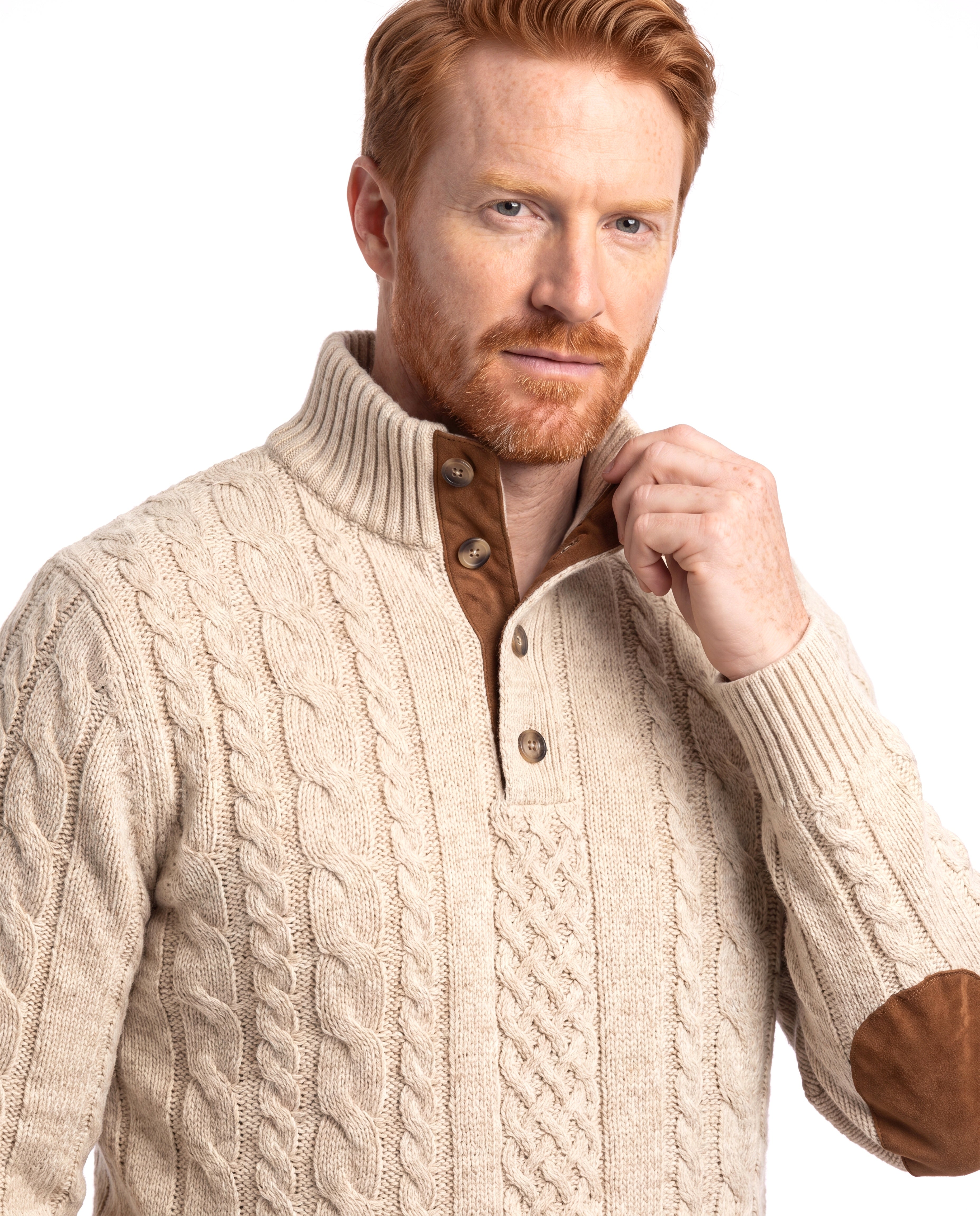 Men's Knitted Winter Pullover with High Collar