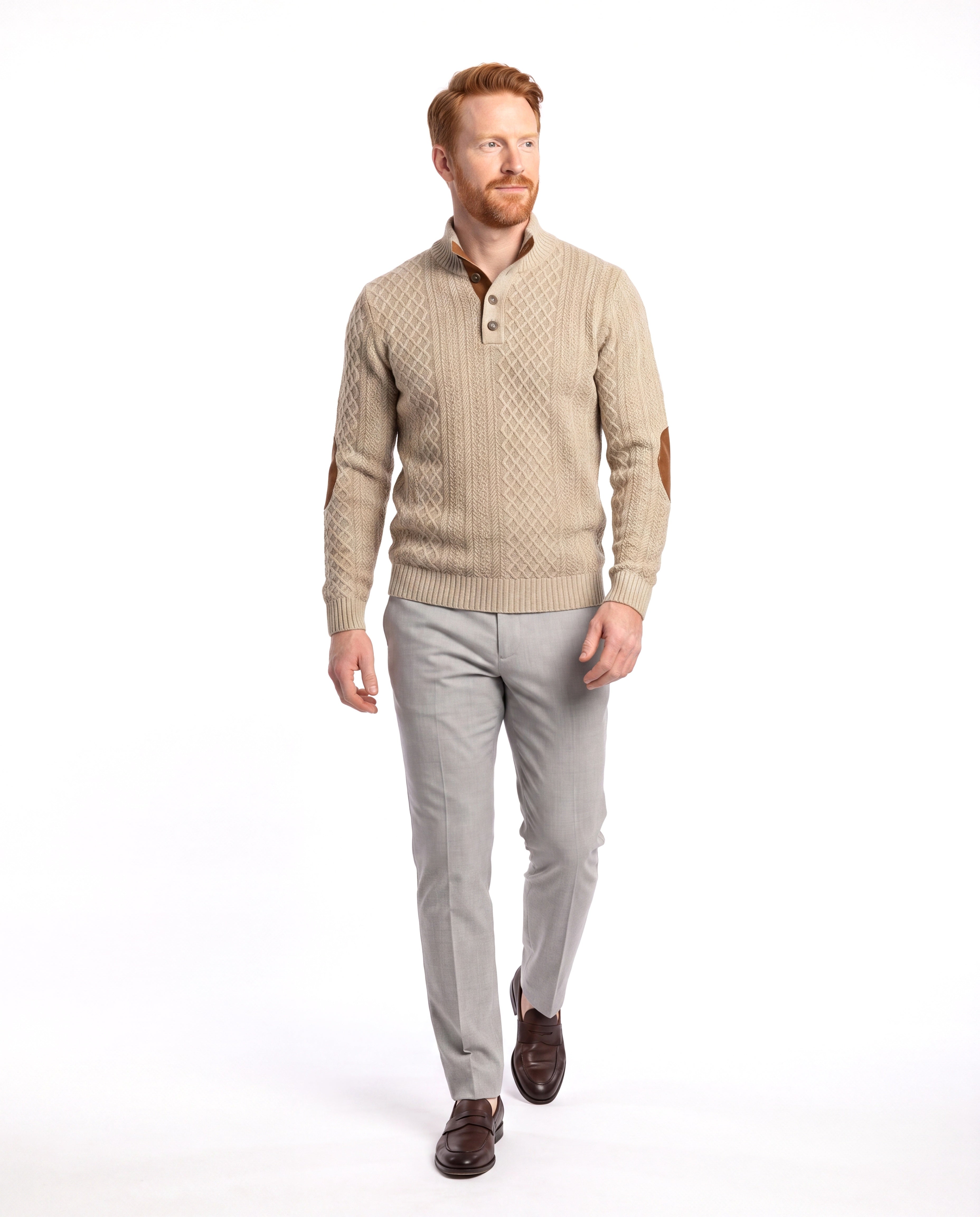 Men's Knitted Winter Pullover with High Collar