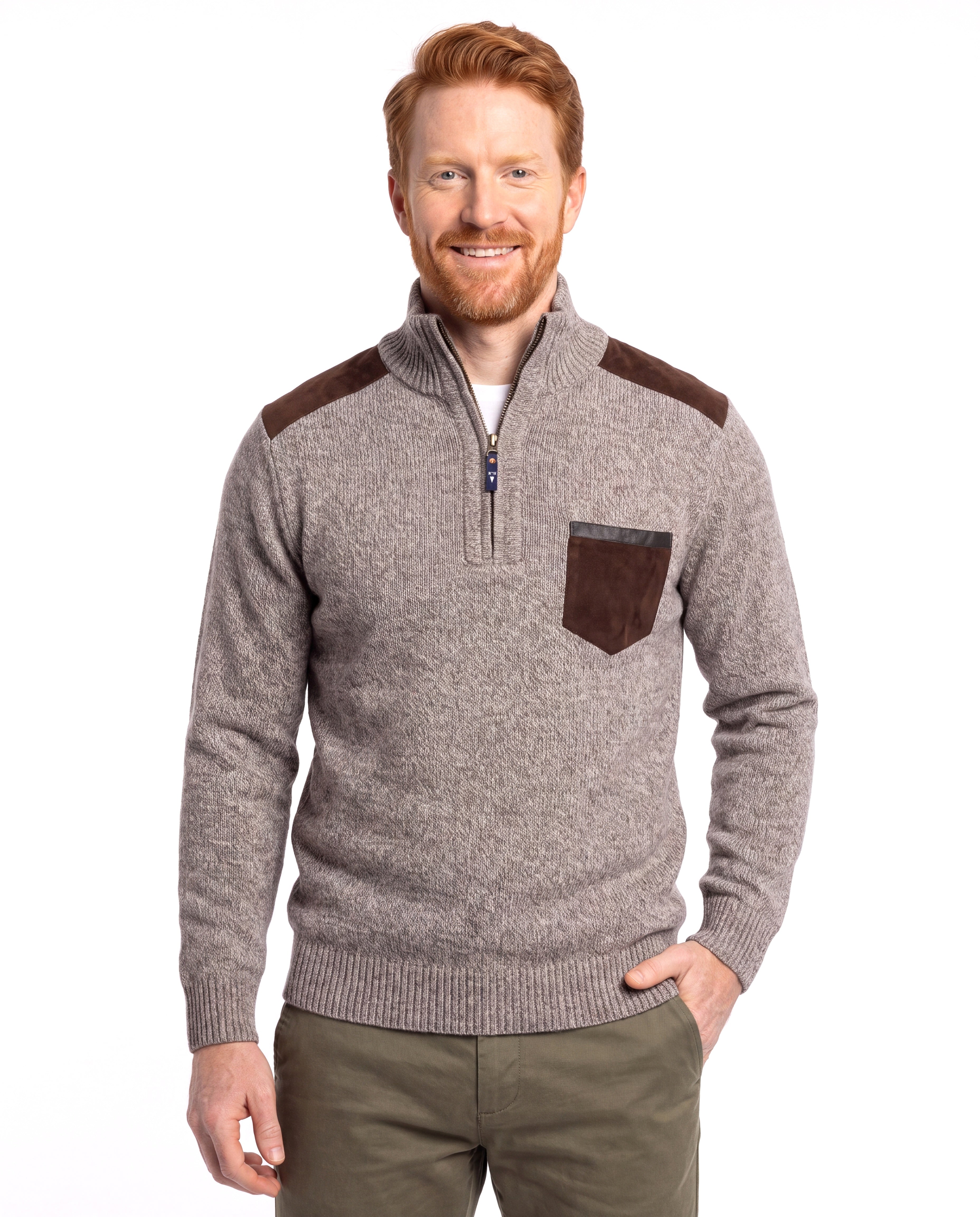 Men's Cotton Sweater with Ribbed Trim