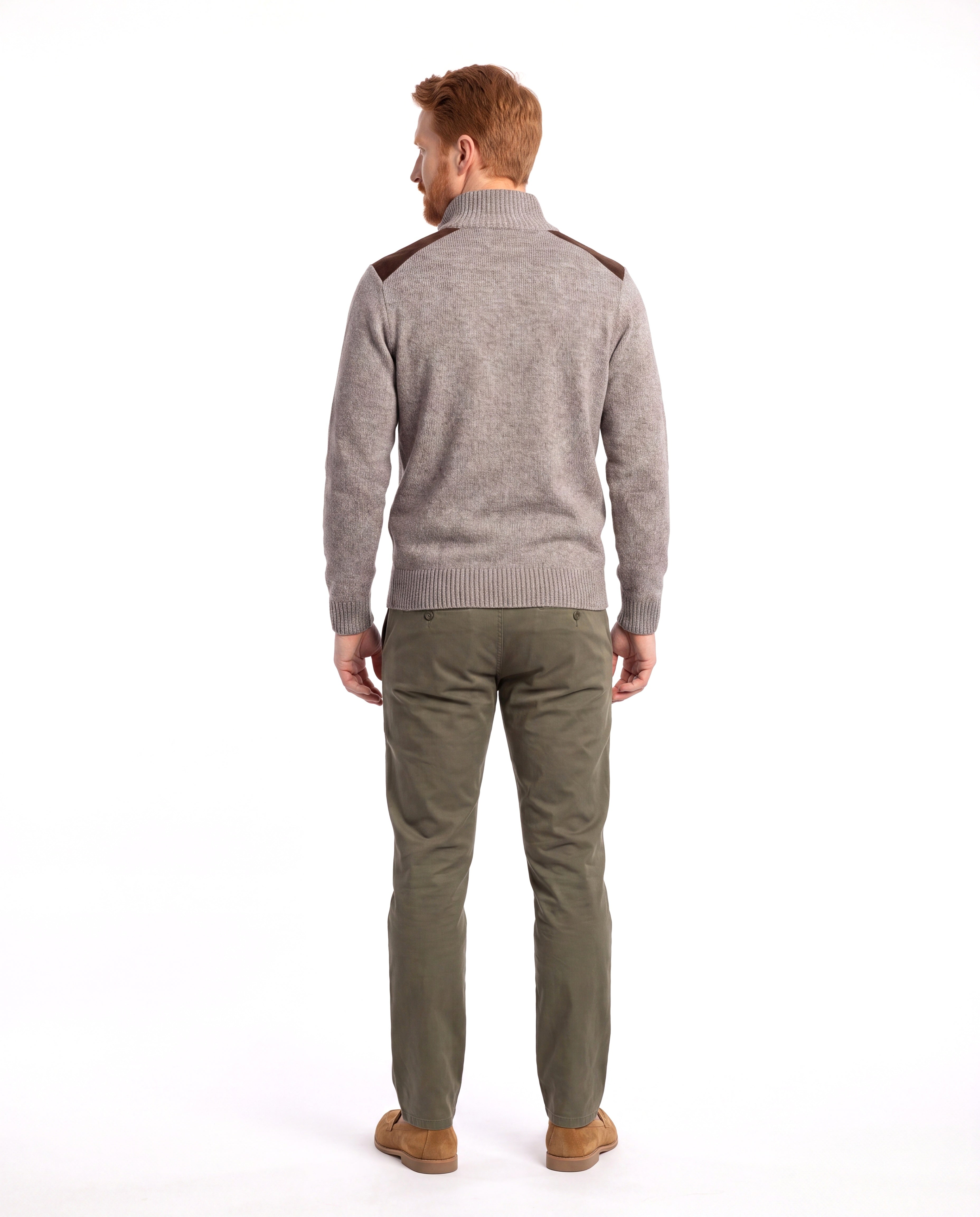 Men's Cotton Sweater with Ribbed Trim